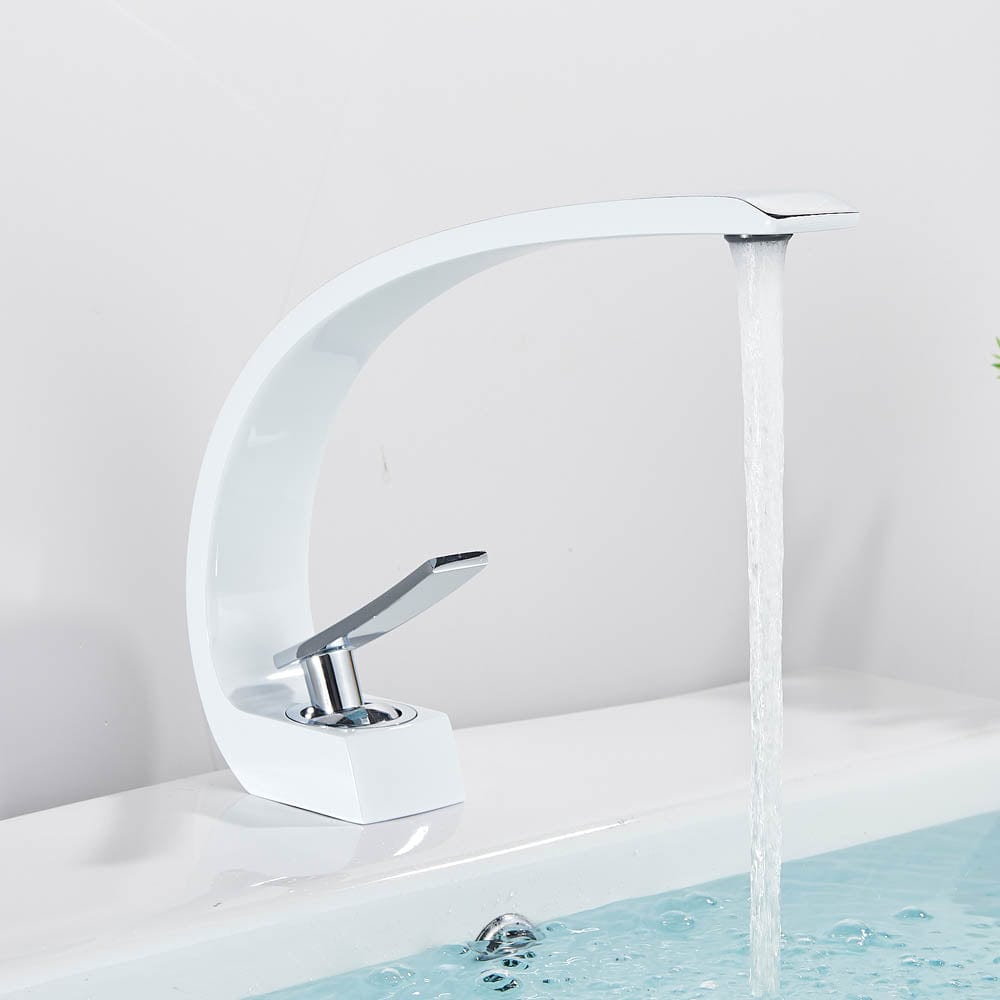 Bateria pentru lavoar, curbata in forma de C, alb, cod 1484