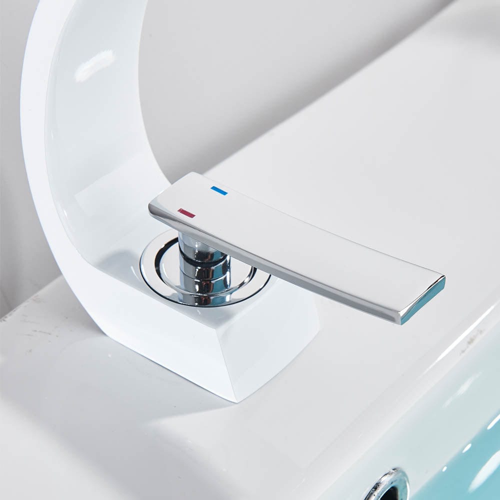 Bateria pentru lavoar, curbata in forma de C, alb, cod 1484