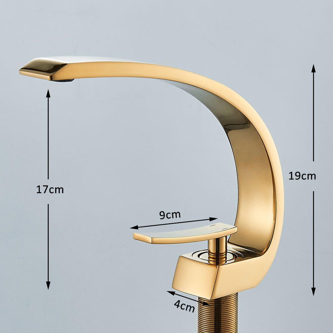 Bateria pentru lavoar, curbata in forma de C, auriu lucios, cod 1485