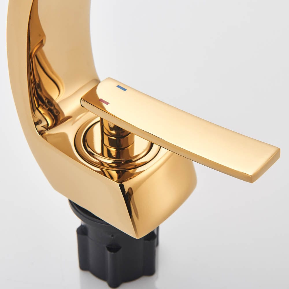 Bateria pentru lavoar, curbata in forma de C, auriu lucios, cod 1485