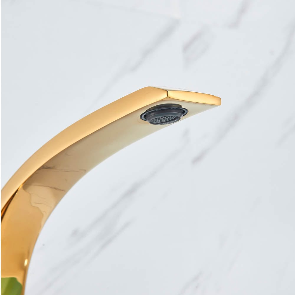 Bateria pentru lavoar, curbata in forma de C, auriu lucios, cod 1485