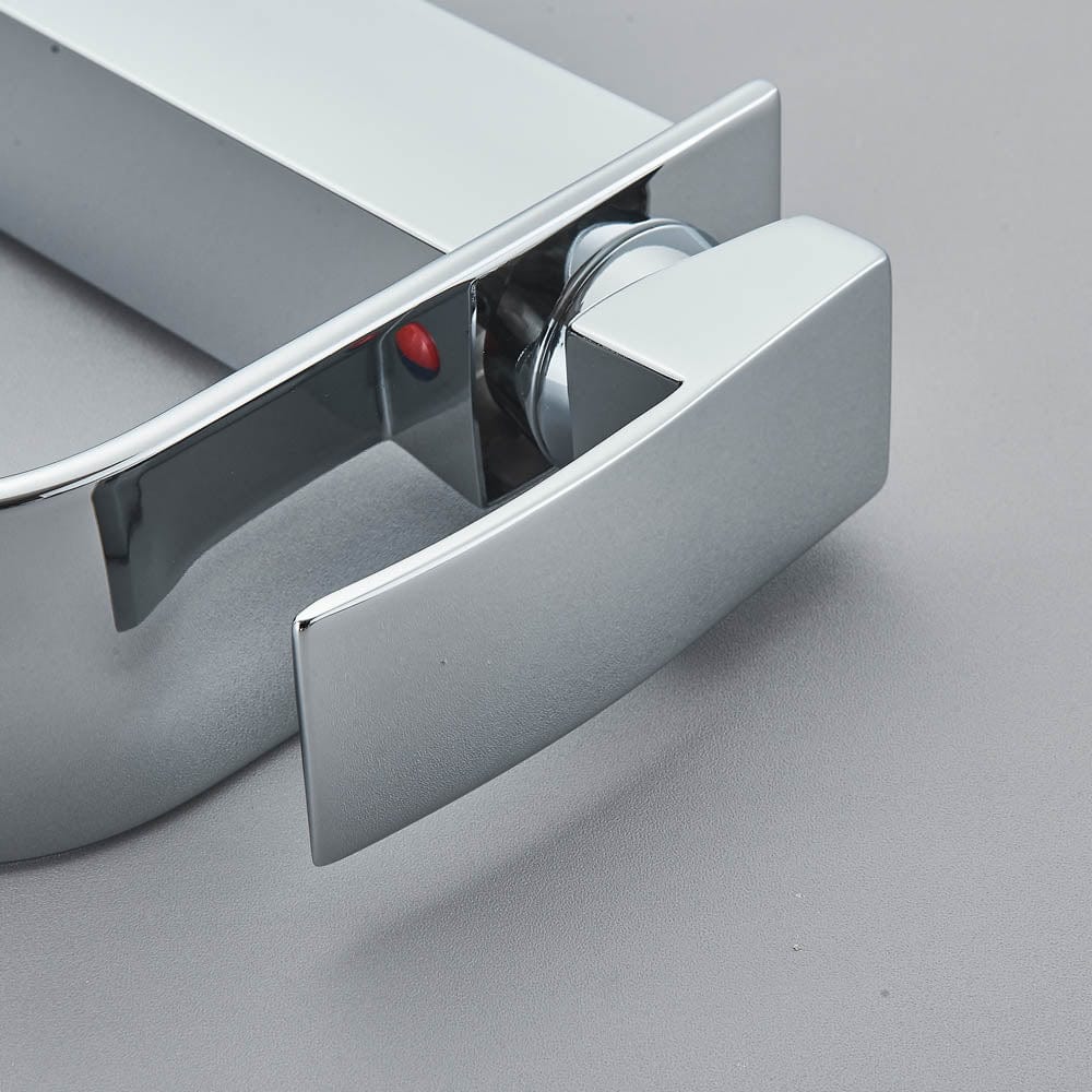 Bateria pentru lavoar, curgere tip cascada, argintiu lucios, cod 1486