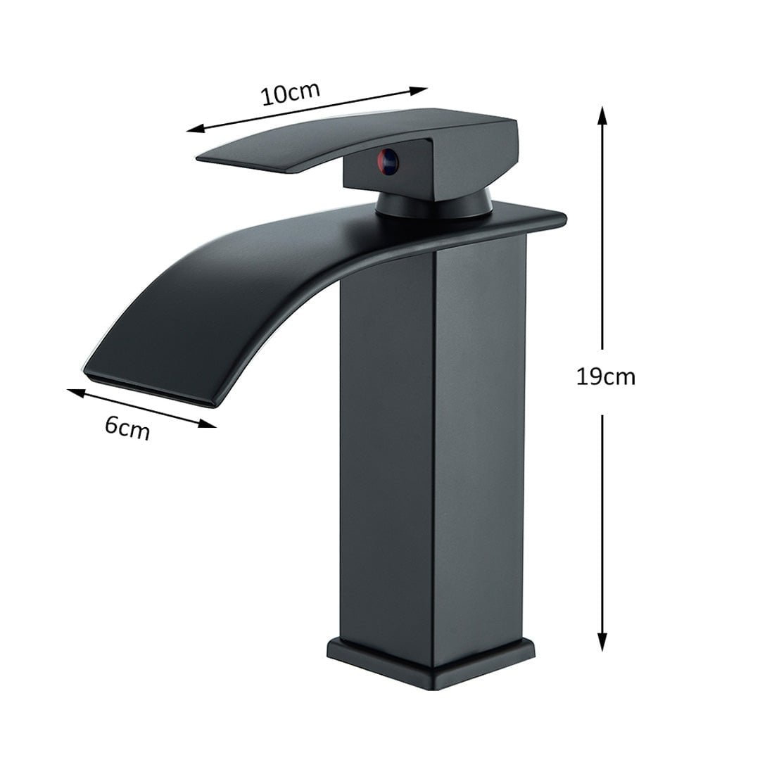 Bateria pentru lavoar, curgere tip cascada, negru mat, cod 1487