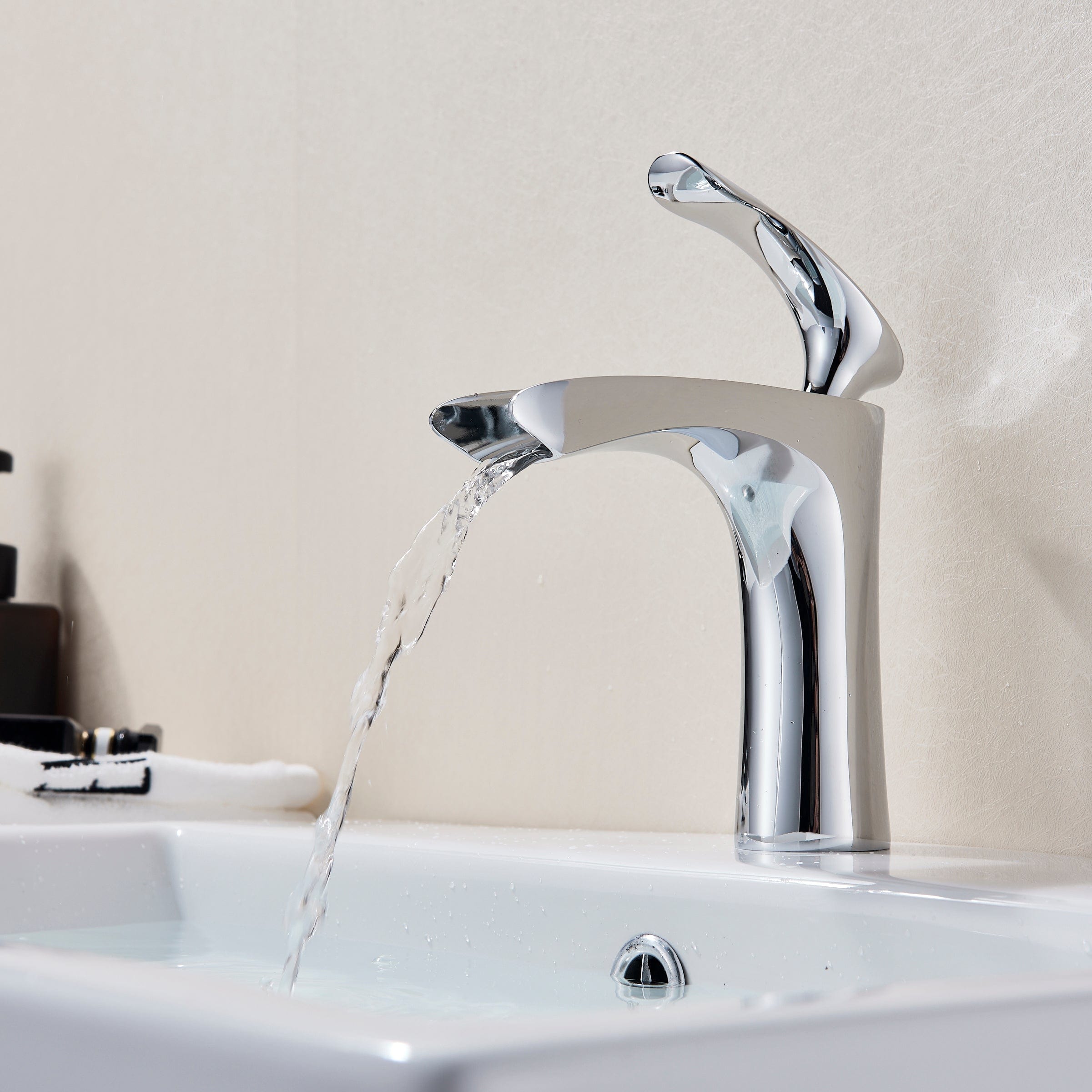 Bateria pentru lavoar Fein, montare pe lavoar, argintiu cromat, cod 1355