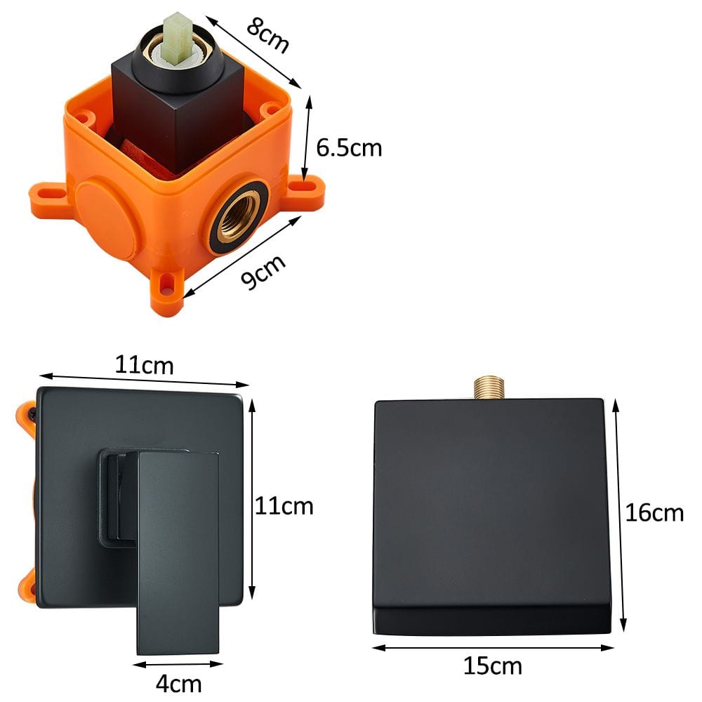 Bateria pentru lavoar Schick, incastrata in perete, negru mat, cod 1370