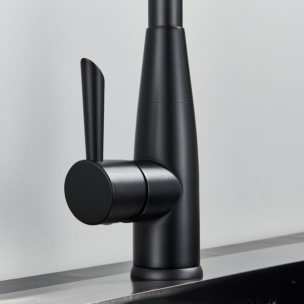Bateria profesionala pentru bucatarie Black Trost, cu 2 tipuri de curgere, dus extractibil , senzor tactil de pornire/oprire, neagra, cod 1394