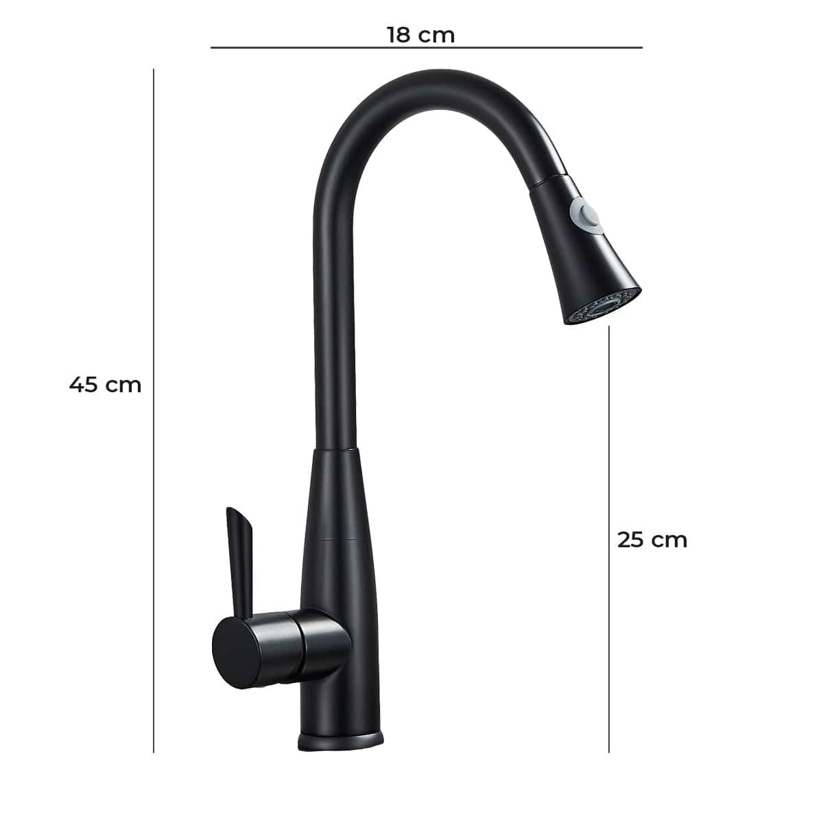 Bateria profesionala pentru bucatarie Black Trost, cu 2 tipuri de curgere, dus extractibil , senzor tactil de pornire/oprire, neagra, cod 1394