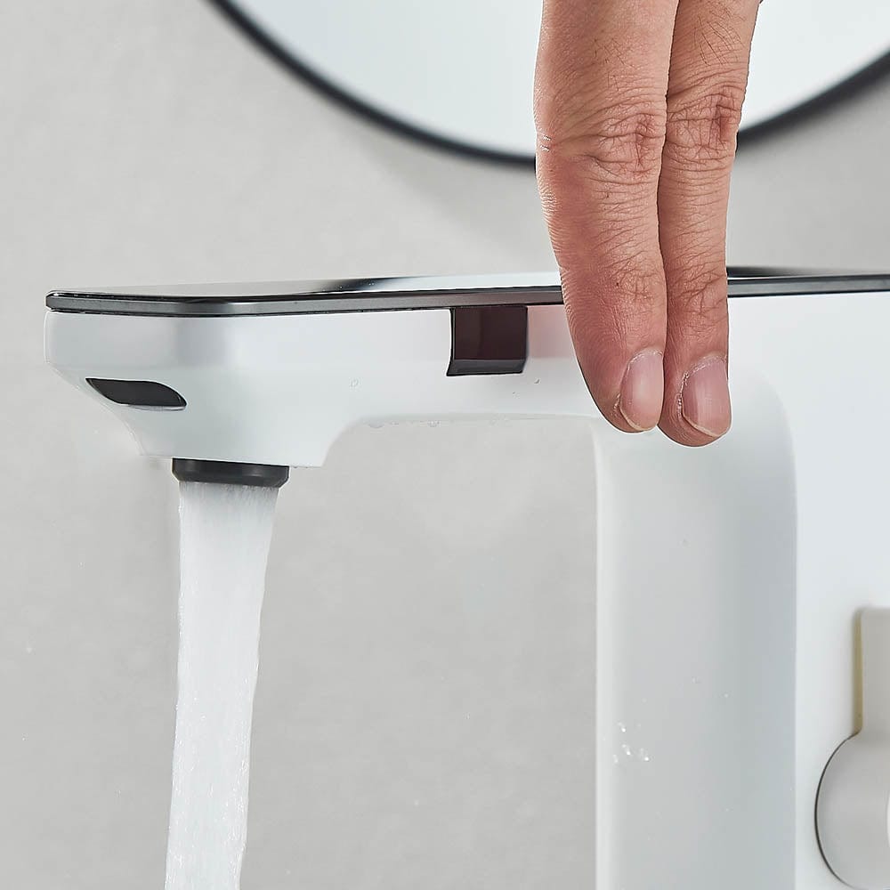 Baterie baie cu afisaj digital si senzor touchless, alb, cod 1477