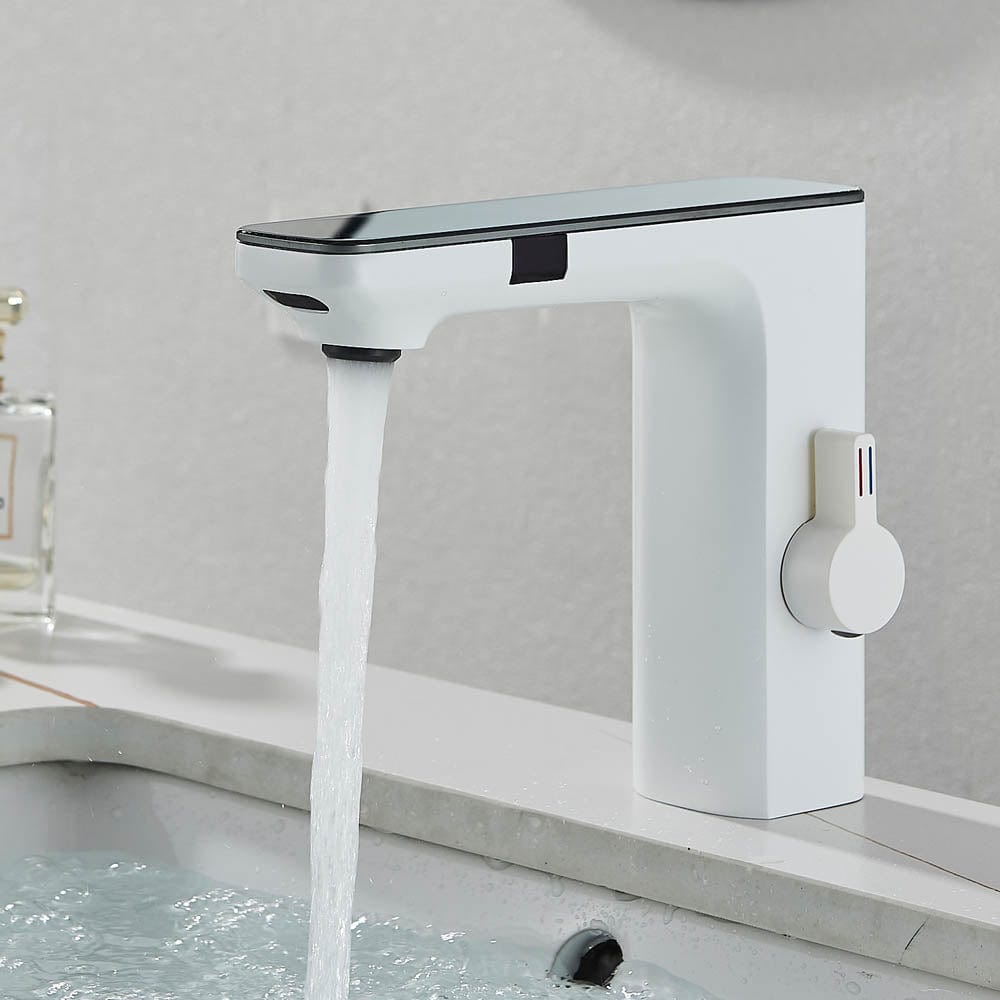 Baterie baie cu afisaj digital si senzor touchless, alb, cod 1477