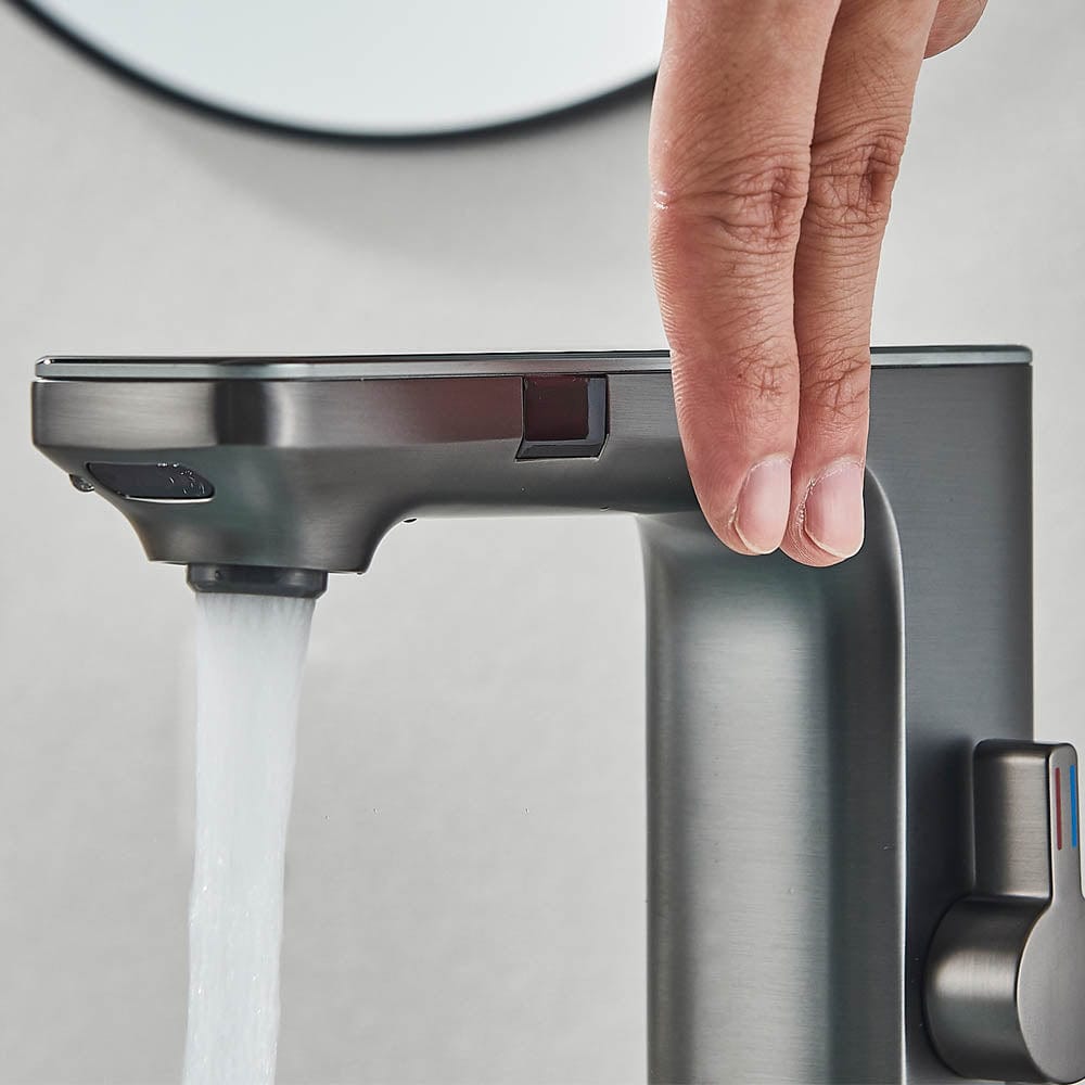 Baterie baie cu afisaj digital si senzor touchless, gri mat, cod 1476