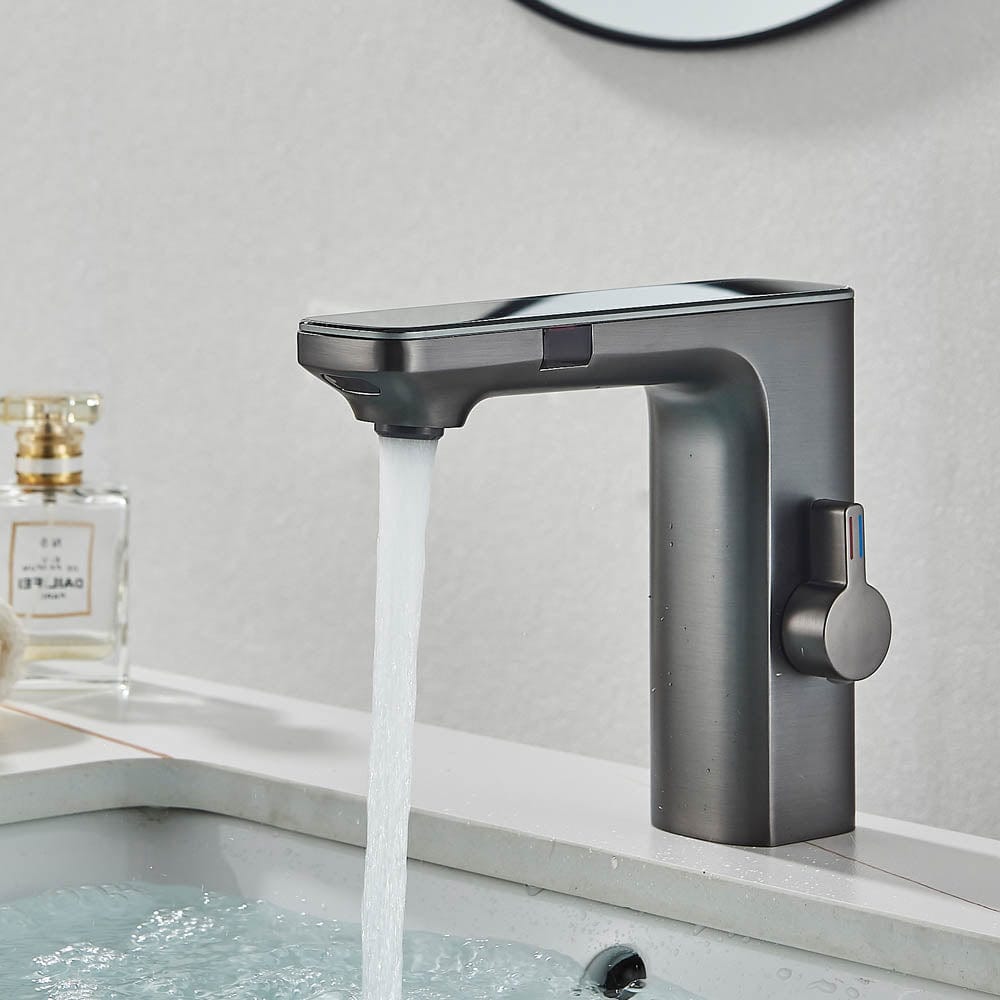 Baterie baie cu afisaj digital si senzor touchless, gri mat, cod 1476