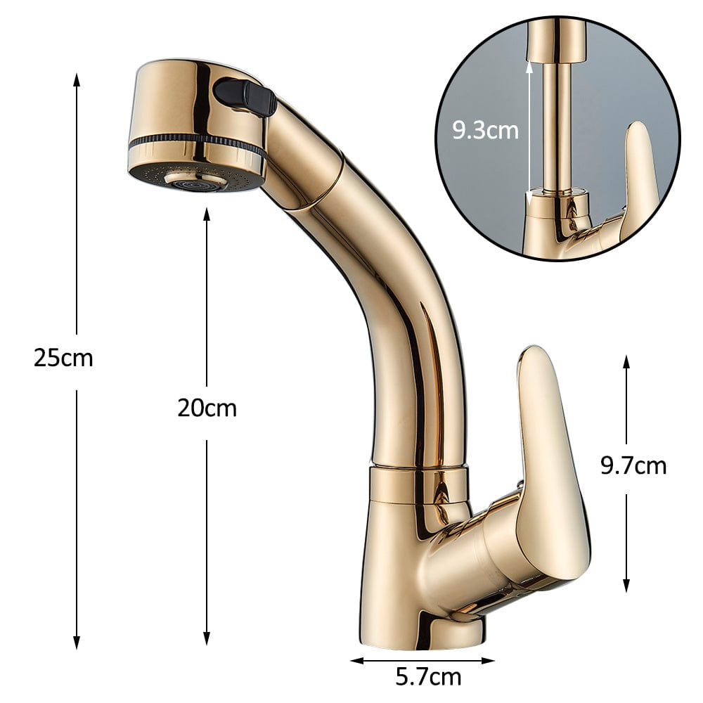 Baterie baie, model auriu lucios cu pipa retractabila, cod 1481