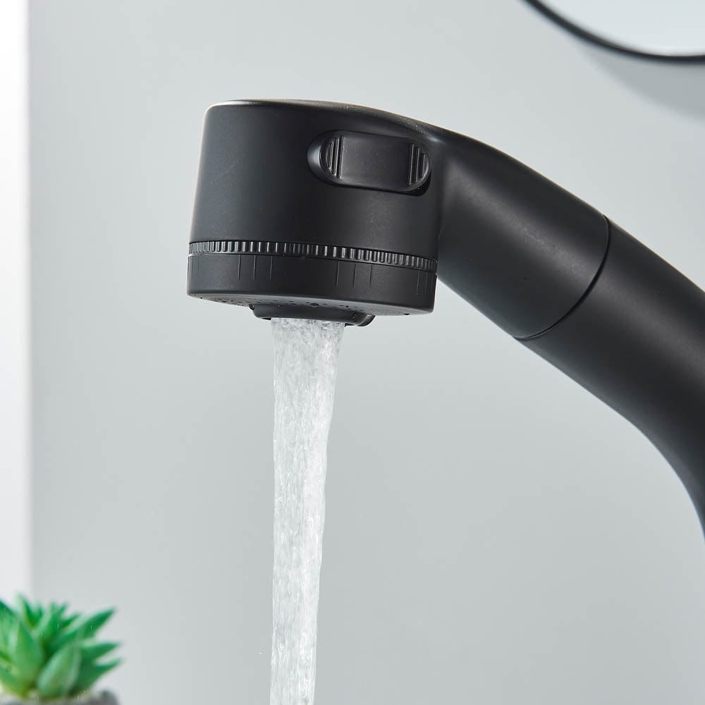 Baterie baie, model negru mat cu pipa retractabila, cod 1479