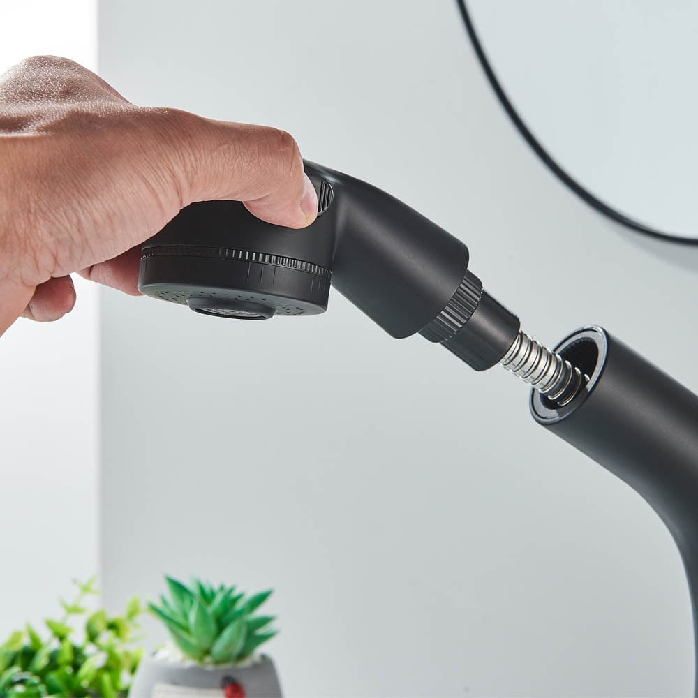 Baterie baie, model negru mat cu pipa retractabila, cod 1479