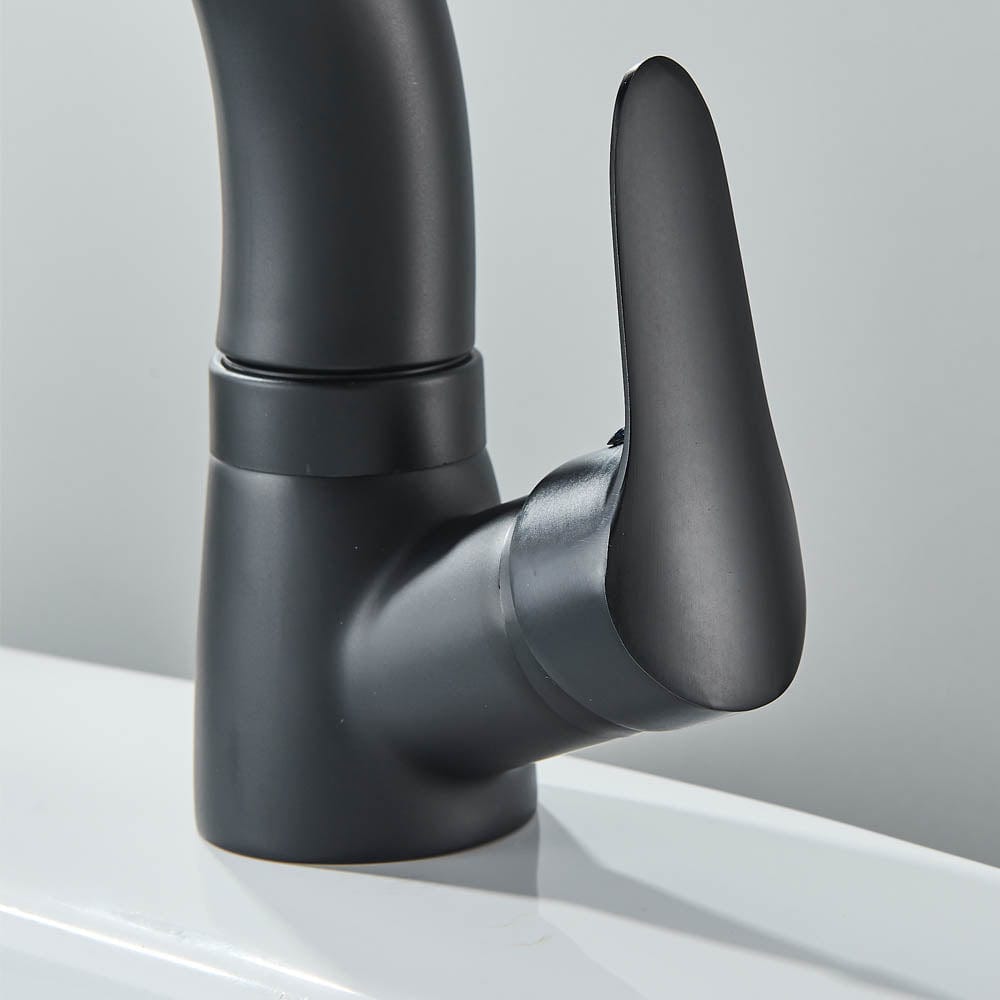 Baterie baie, model negru mat cu pipa retractabila, cod 1479