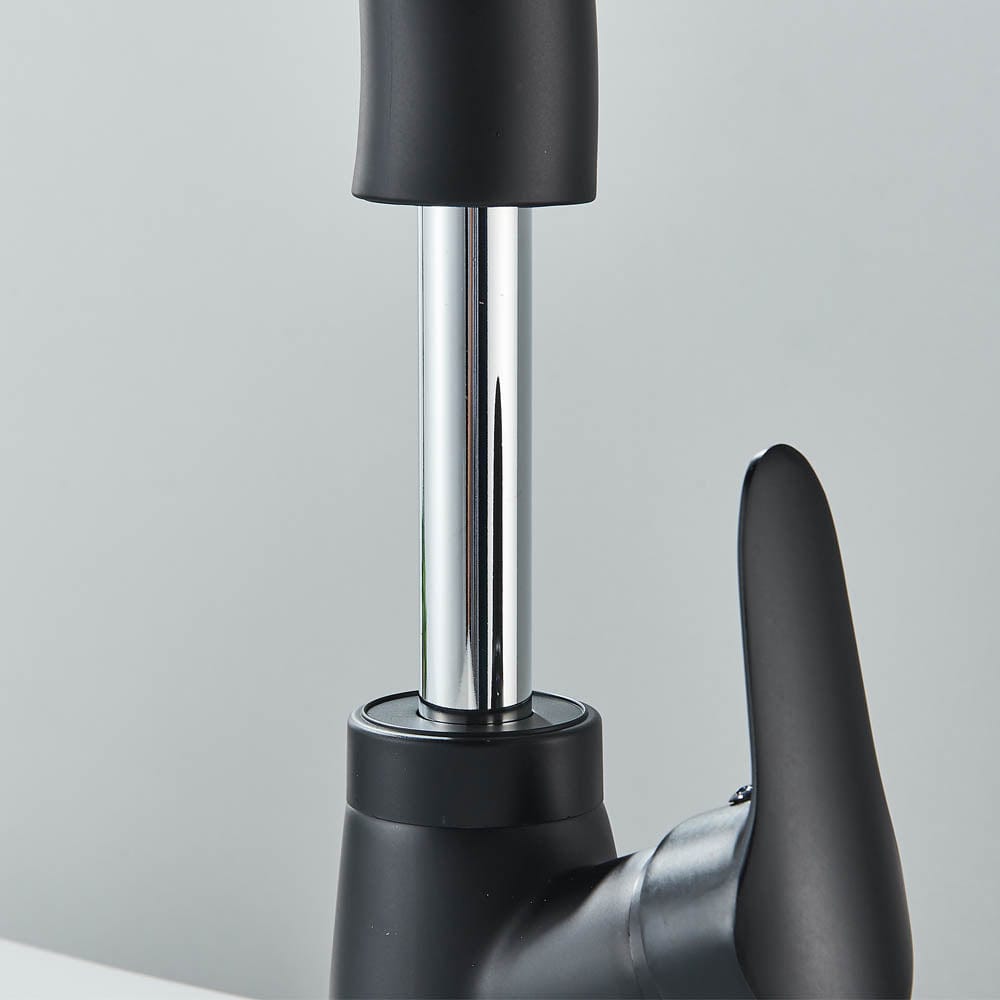 Baterie baie, model negru mat cu pipa retractabila, cod 1479