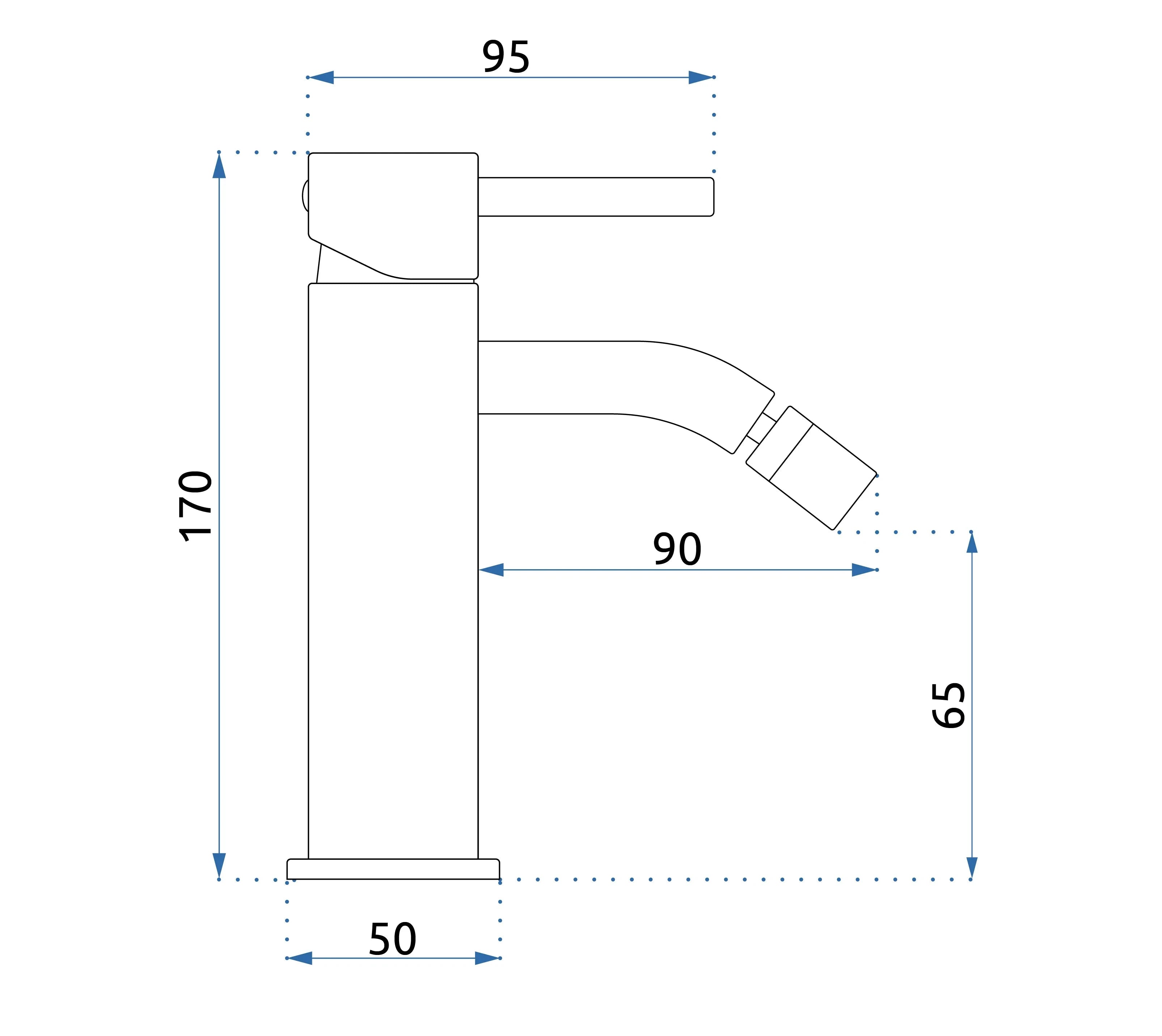 Baterie bideu Rea Lungo, cupru lucios