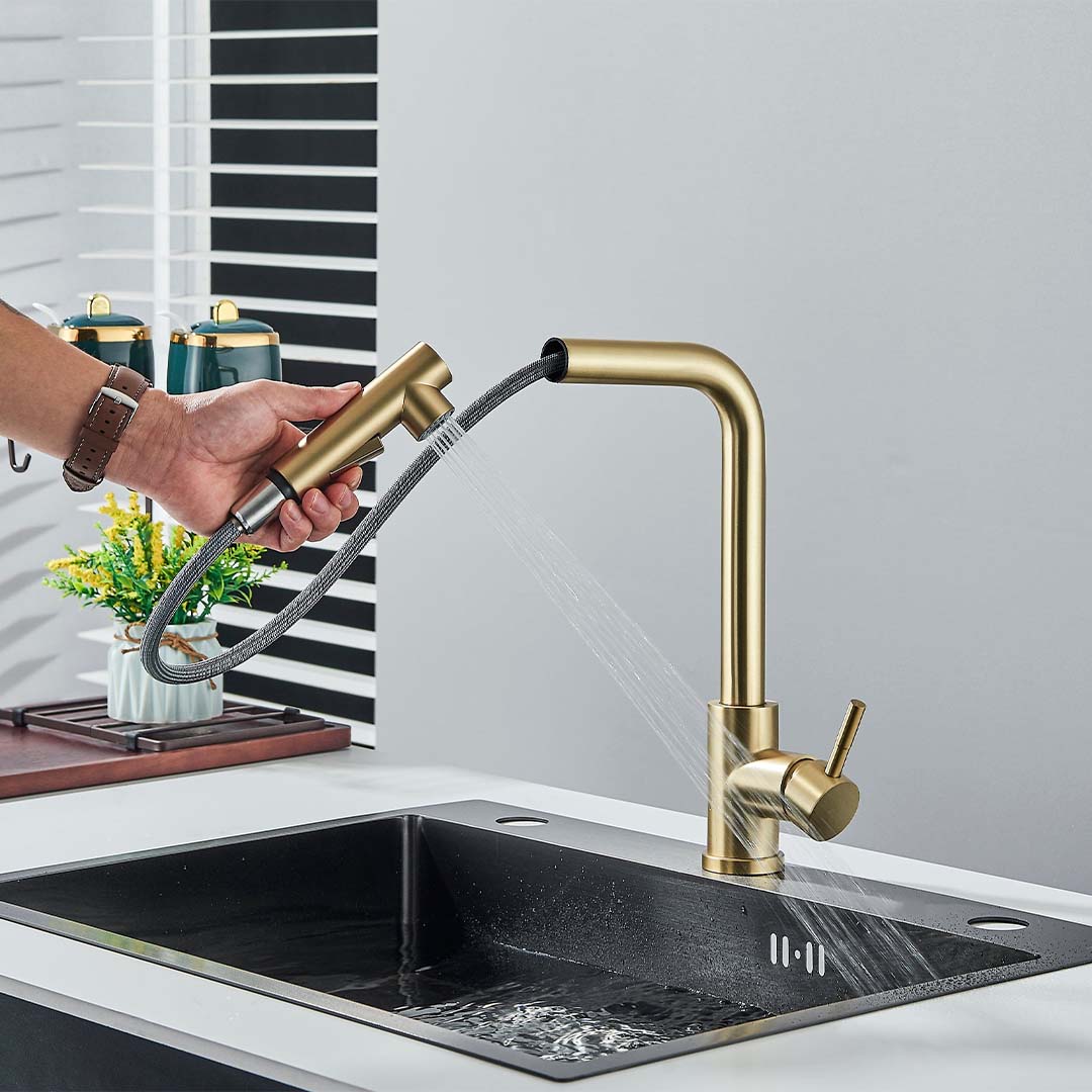 Baterie bucatarie, auriu periat, cod 1665