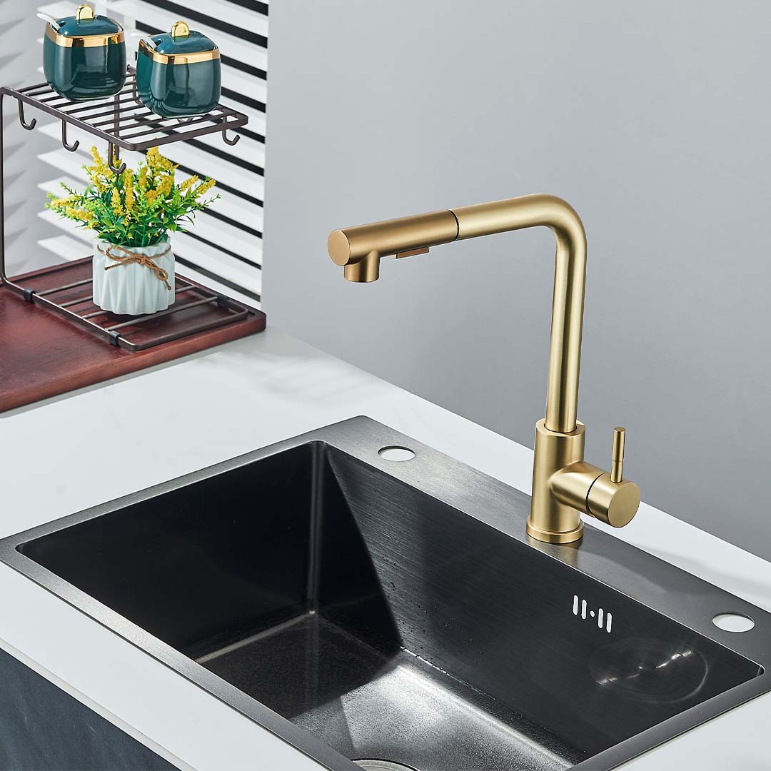 Baterie bucatarie, auriu periat, cod 1665