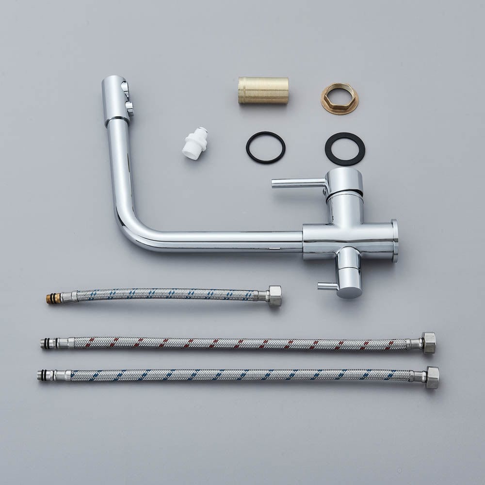 Baterie bucatarie cu 3 cai pentru filtru de purificare, argintiu cromat, cod 1210