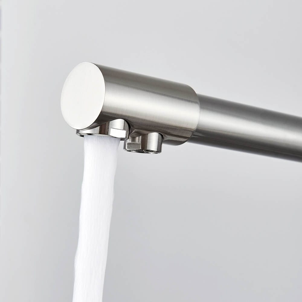 Baterie bucatarie cu 3 cai pentru filtru de purificare, argintiu nichelat (semi-lucios), cod 1213