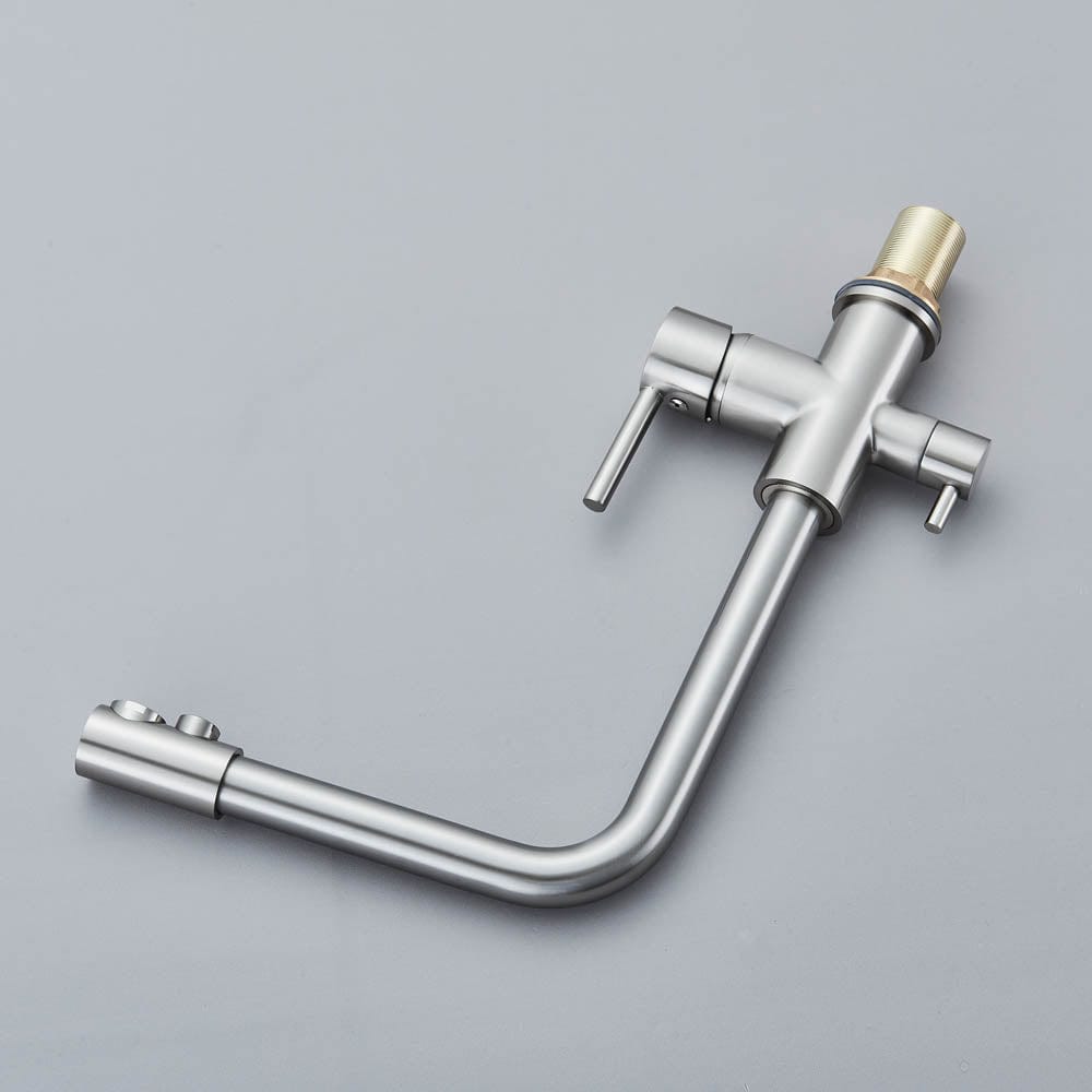 Baterie bucatarie cu 3 cai pentru filtru de purificare, argintiu nichelat (semi-lucios), cod 1213