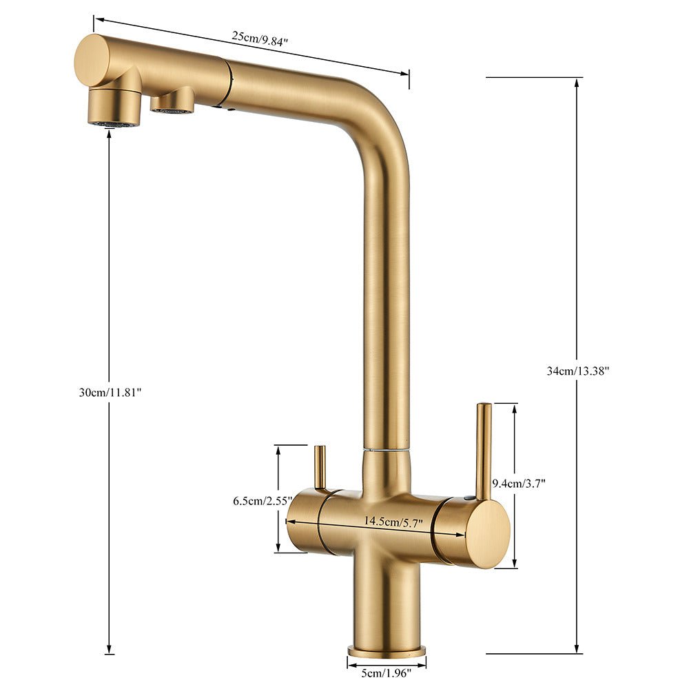 Baterie bucatarie cu 3 cai pentru filtru de purificare, argintiu periat, cod 1664
