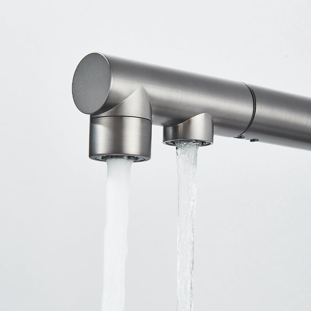 Baterie bucatarie cu 3 cai pentru filtru de purificare, argintiu periat, cod 1664