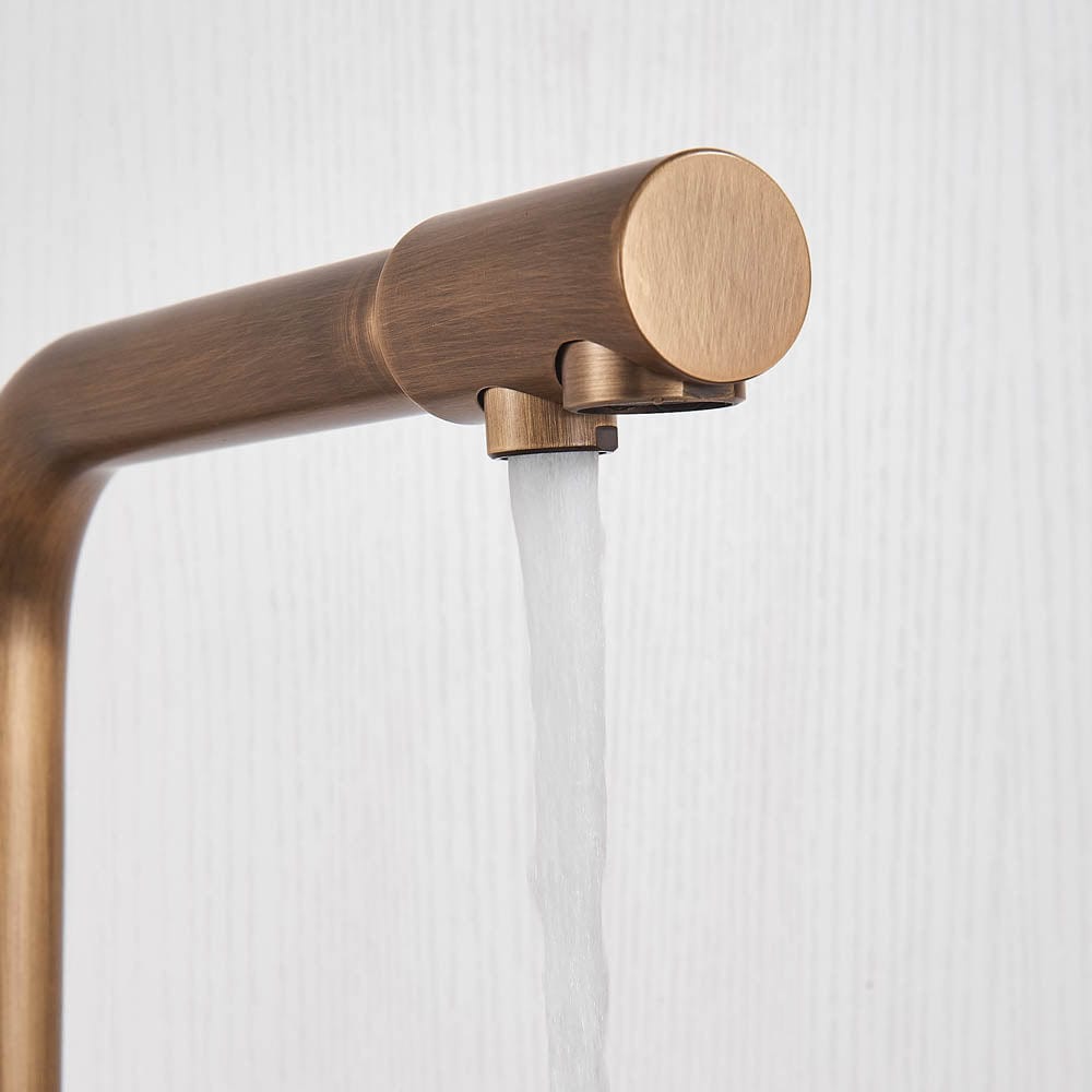 Baterie bucatarie cu 3 cai pentru filtru de purificare, auriu antichizat, cod 1211