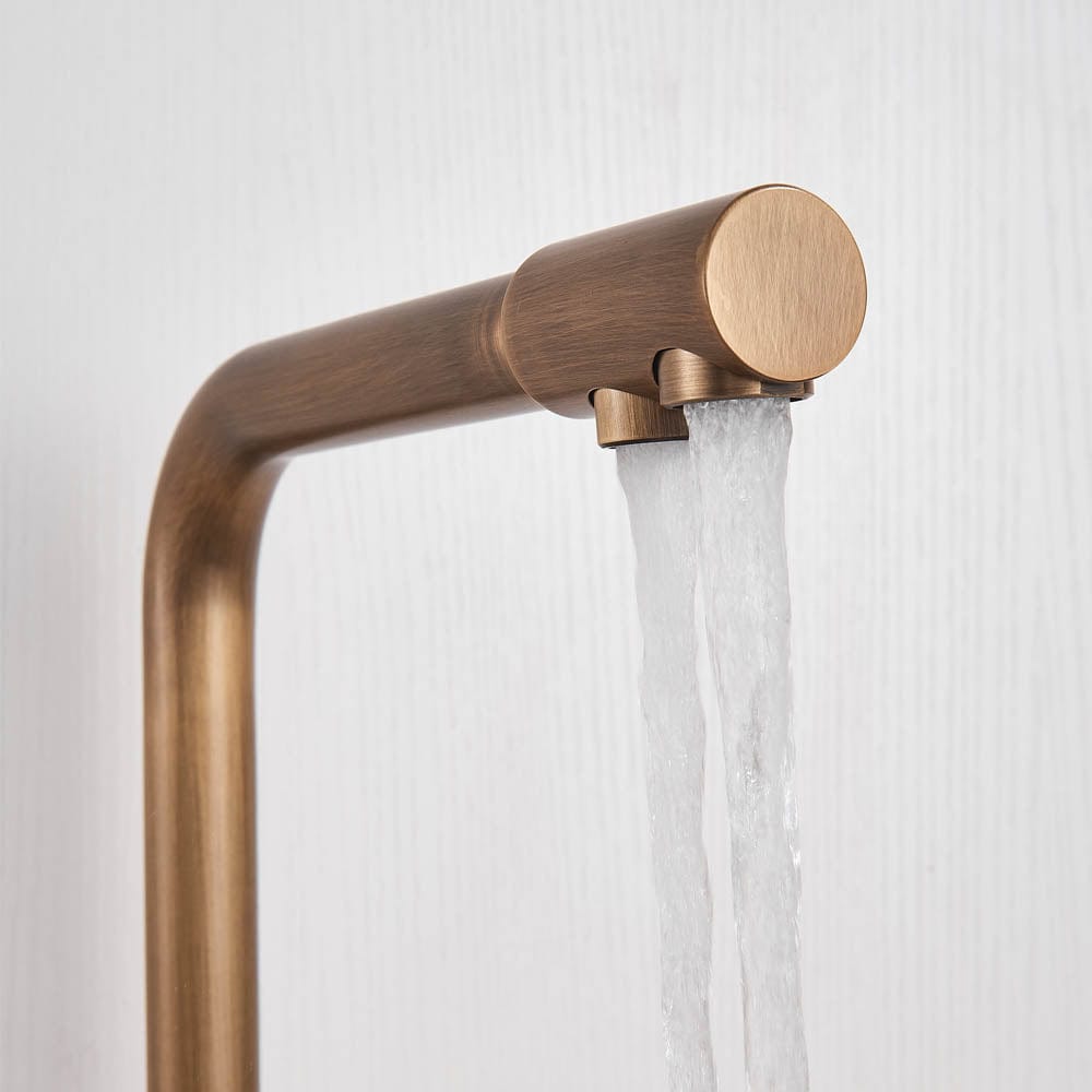 Baterie bucatarie cu 3 cai pentru filtru de purificare, auriu antichizat, cod 1211