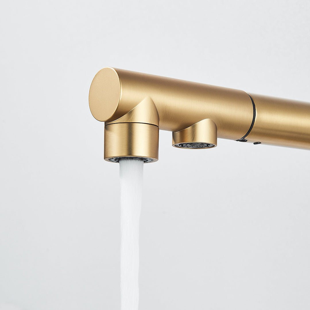 Baterie bucatarie cu 3 cai pentru filtru de purificare, auriu mat, cod 1662