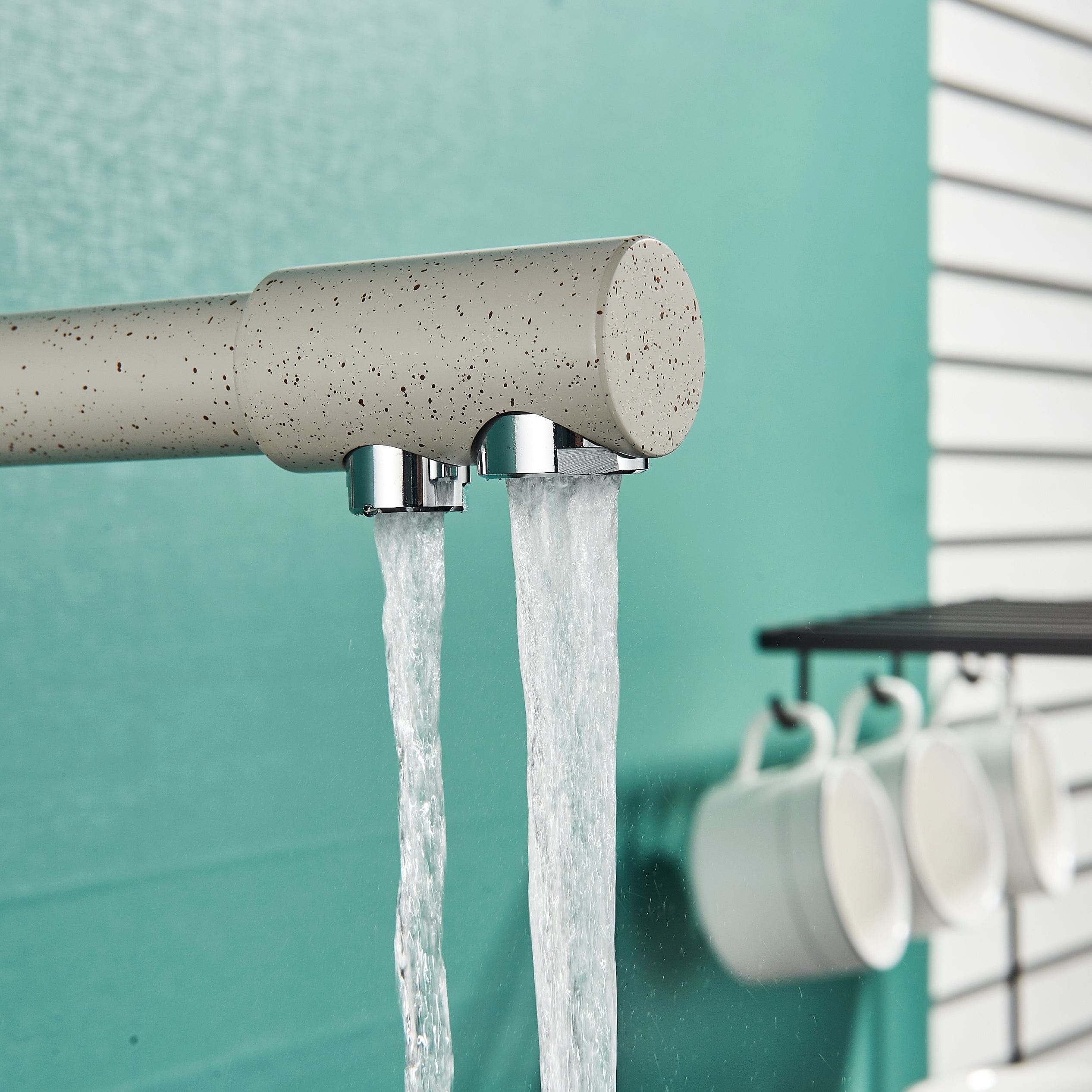 Baterie bucatarie cu 3 cai pentru filtru de purificare, culoare granit cu puncte mici, cod 1214