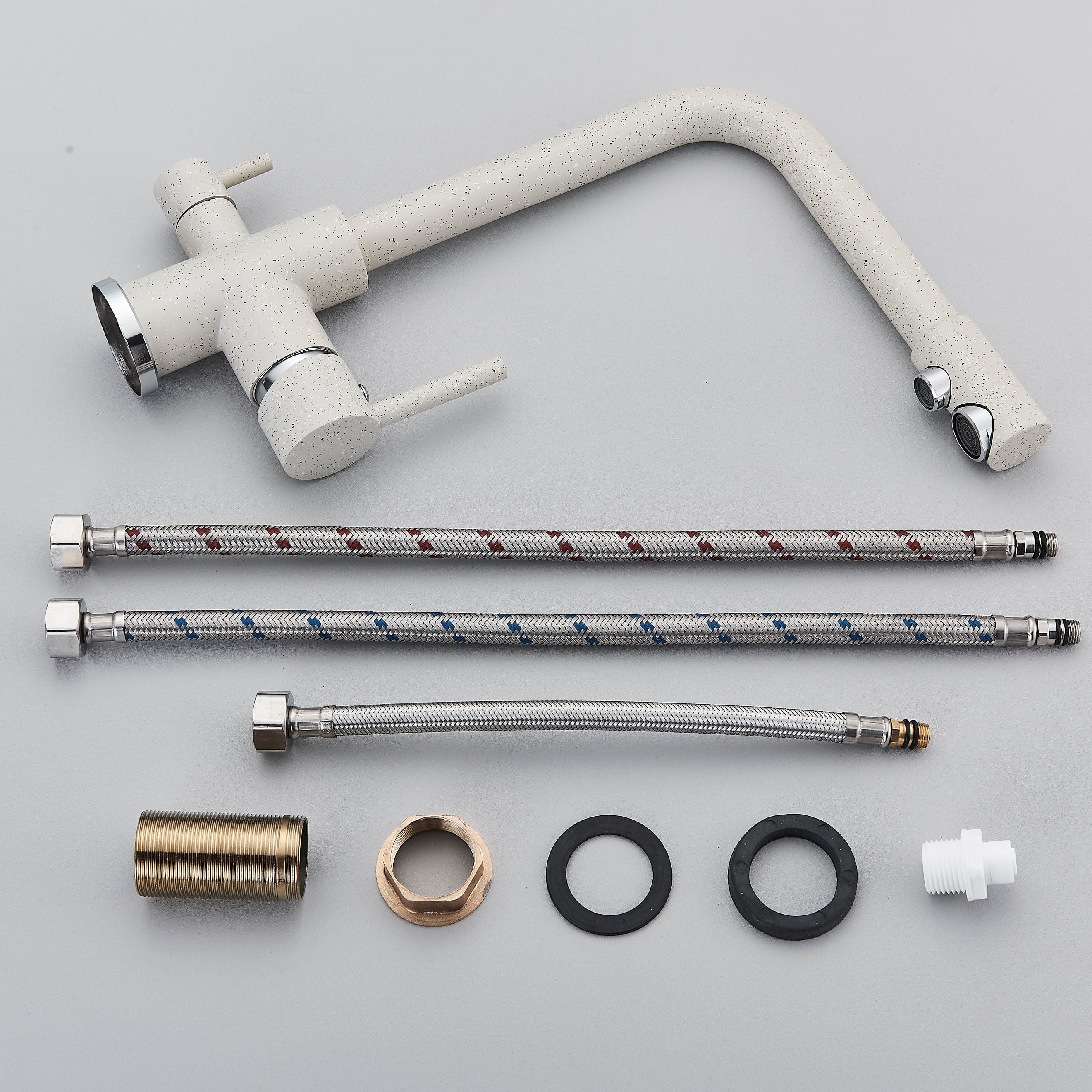 Baterie bucatarie cu 3 cai pentru filtru de purificare, culoare granit cu puncte mici, cod 1214