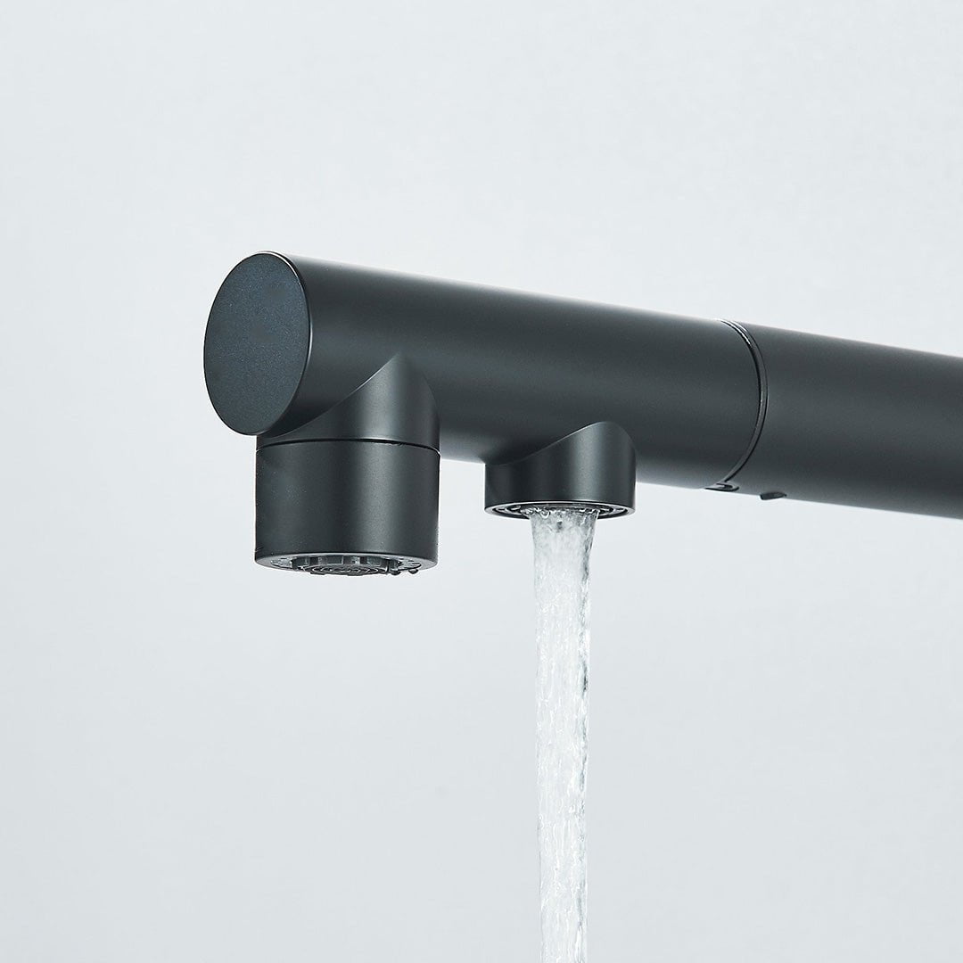 Baterie bucatarie cu 3 cai pentru filtru de purificare, negru mat, cod 1663