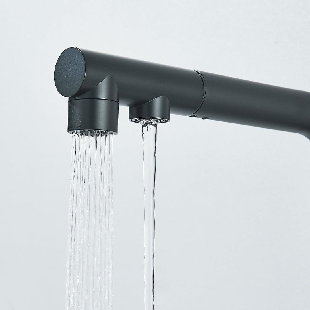 Baterie bucatarie cu 3 cai pentru filtru de purificare, negru mat, cod 1663