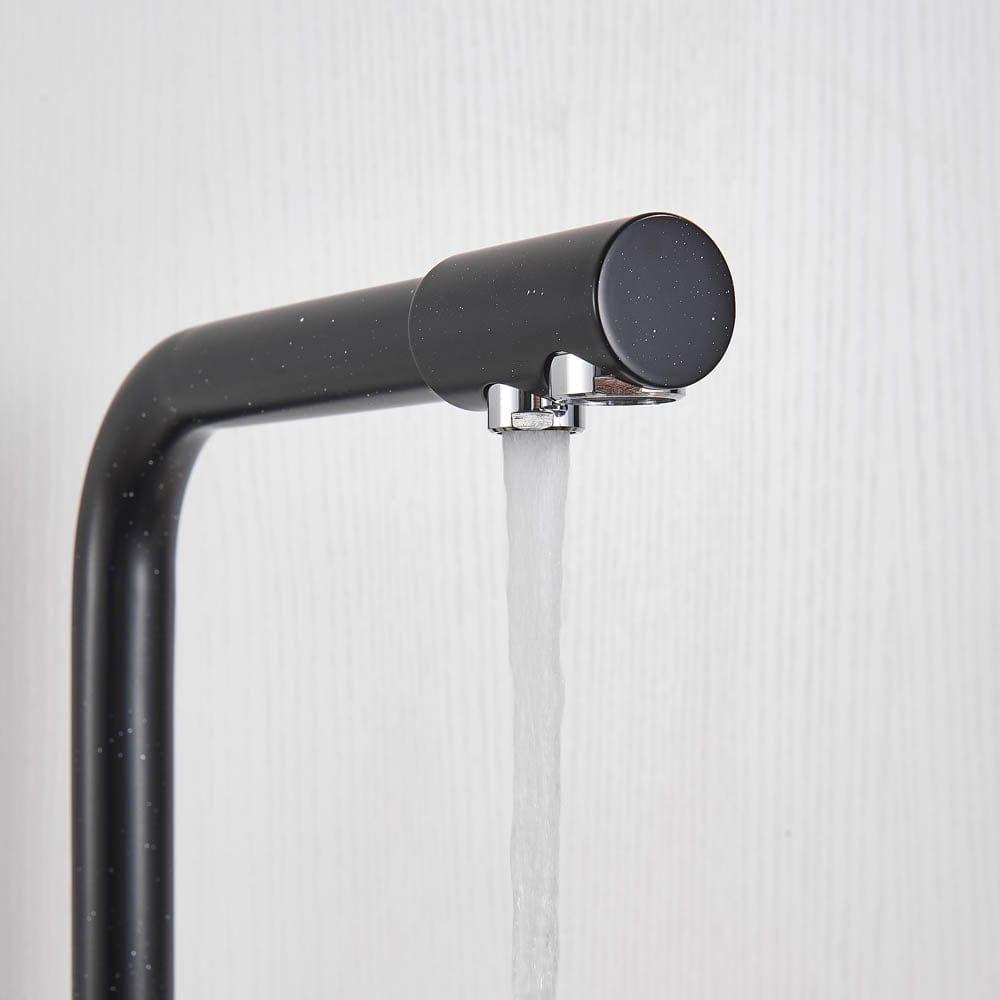 Baterie bucatarie cu 3 cai pentru filtru de purificare, negru mat cu puncte mici, cod 1212