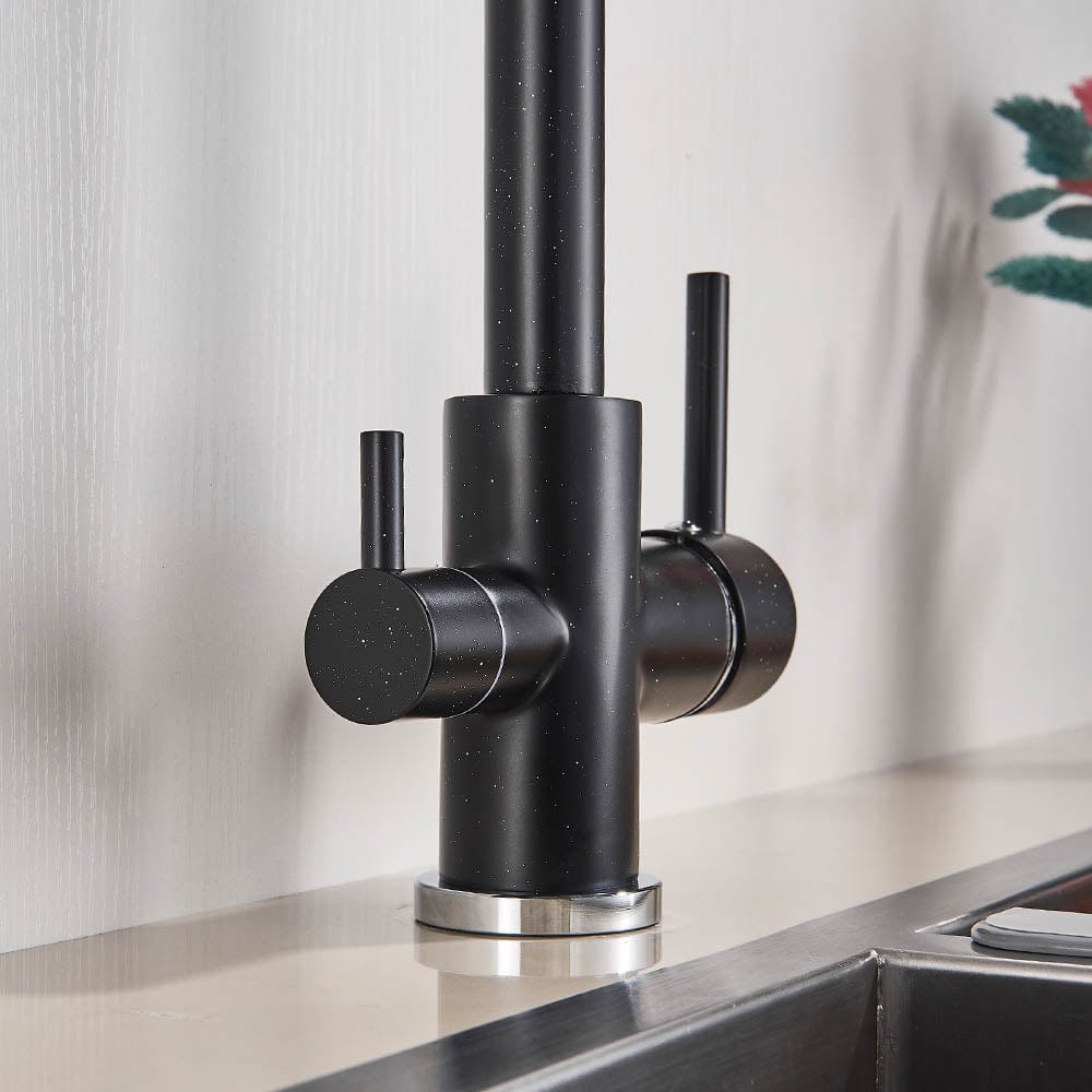 Baterie bucatarie cu 3 cai pentru filtru de purificare, negru mat cu puncte mici, cod 1212