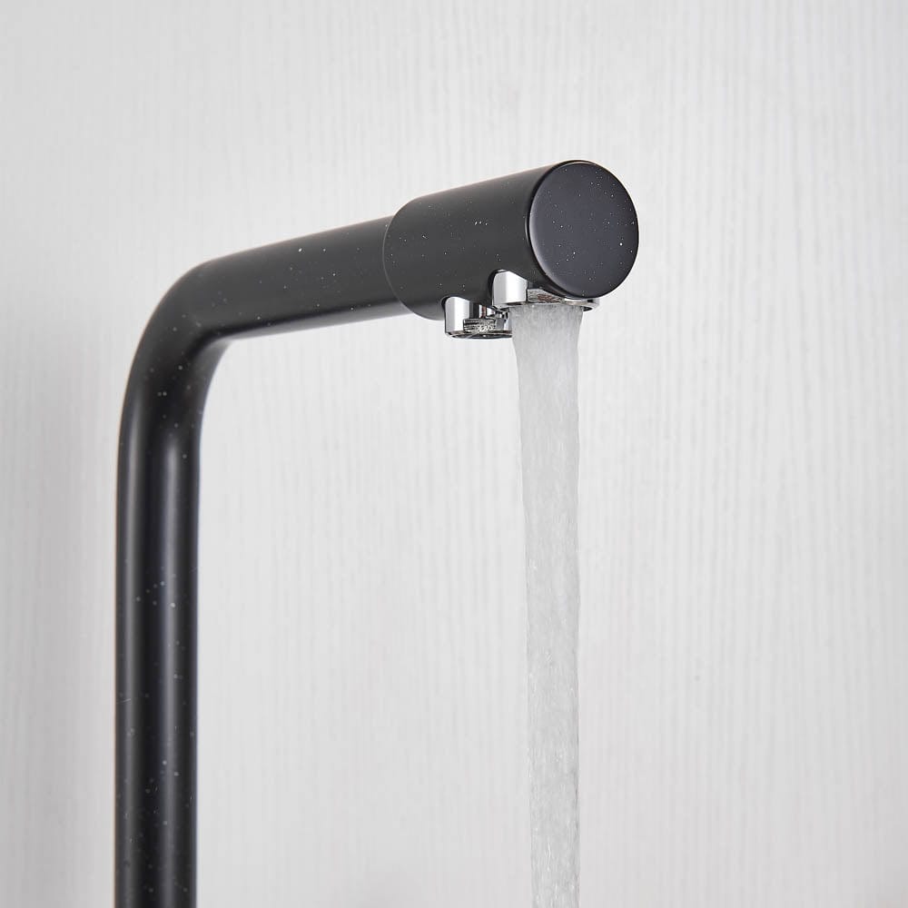 Baterie bucatarie cu 3 cai pentru filtru de purificare, negru mat cu puncte mici, cod 1212