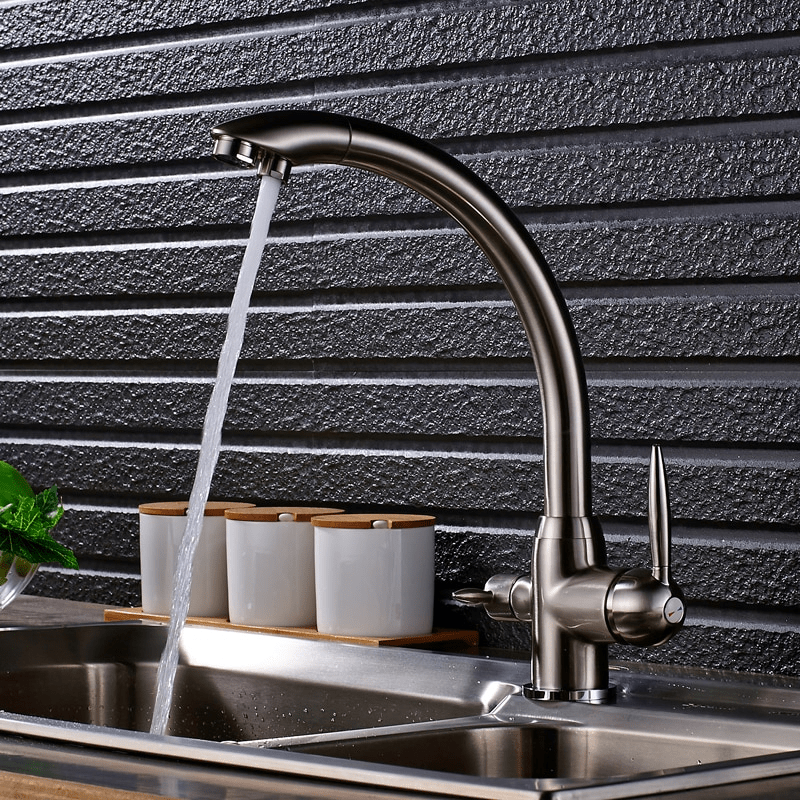 Baterie bucatarie cu 3 cai pentru filtru de purificare, nichelata, cod 1222