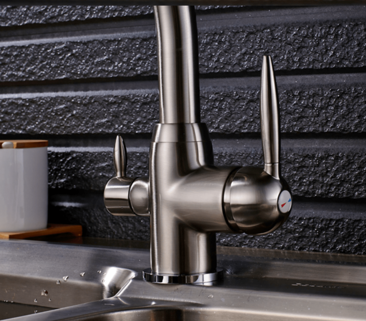 Baterie bucatarie cu 3 cai pentru filtru de purificare, nichelata, cod 1222