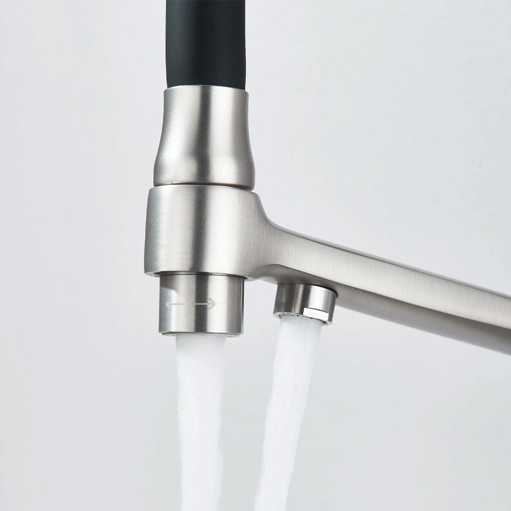 Baterie bucatarie cu 3 cai pentru filtru de purificare si 2 functii de curgere a apei, argintiu/negru, cod 1668