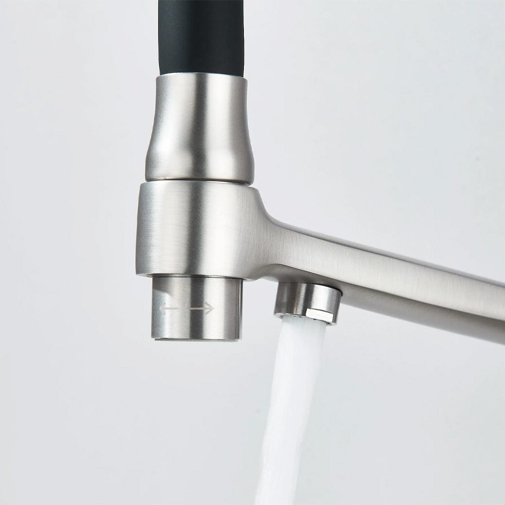 Baterie bucatarie cu 3 cai pentru filtru de purificare si 2 functii de curgere a apei, argintiu/negru, cod 1668