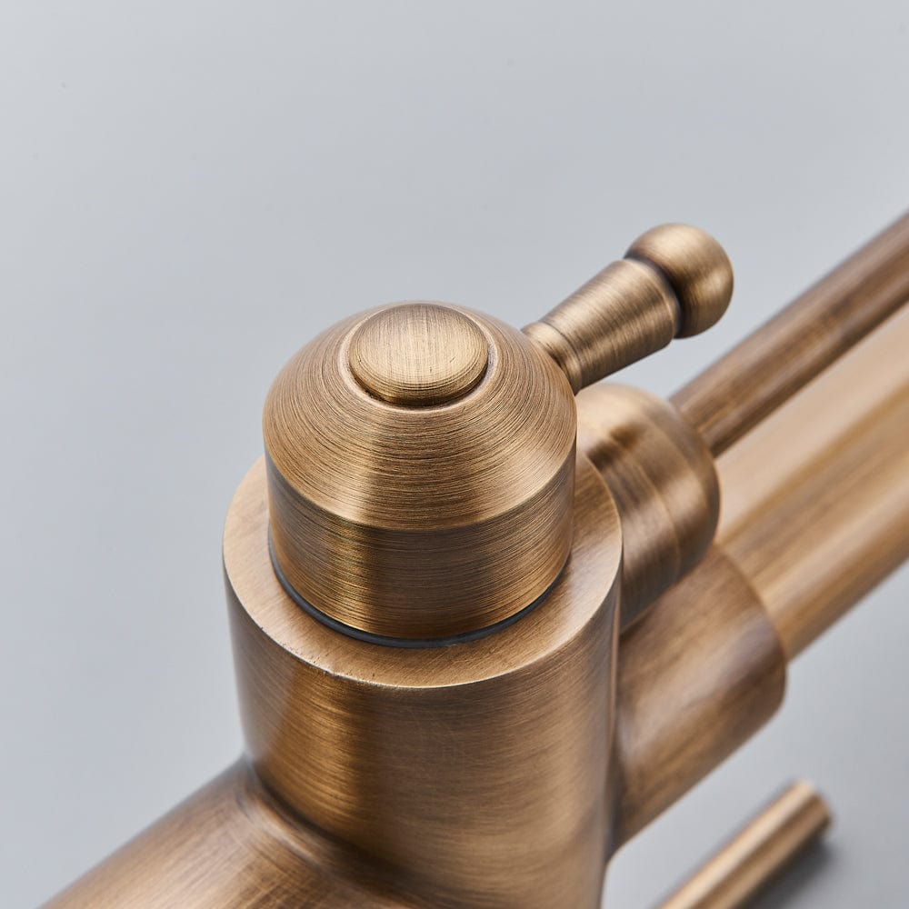 Baterie bucatarie cu 3 cai pentru filtru de purificare si dus extractibil, auriu antichizat, cod 1535