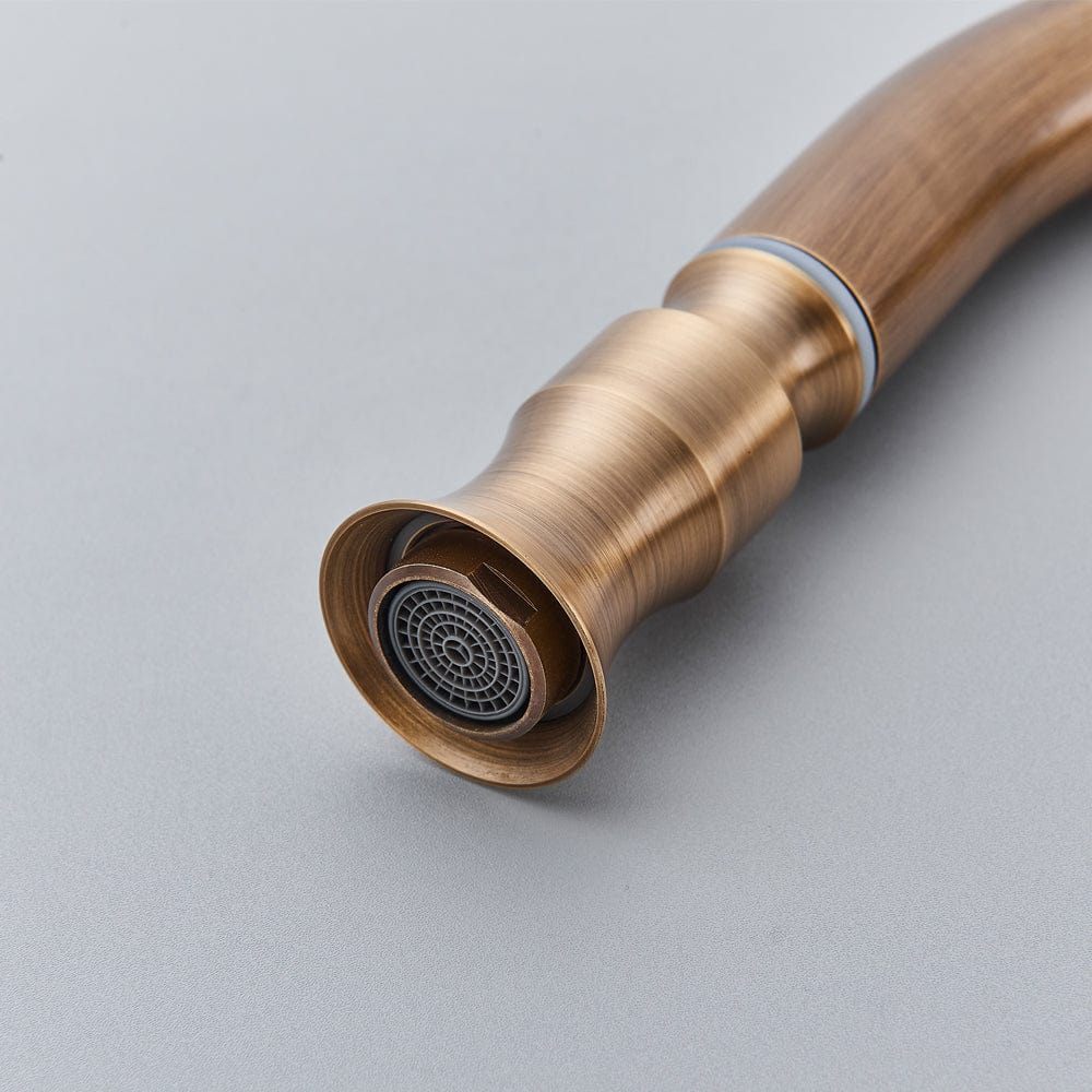 Baterie bucatarie cu 3 cai pentru filtru de purificare si dus extractibil, auriu antichizat, cod 1535