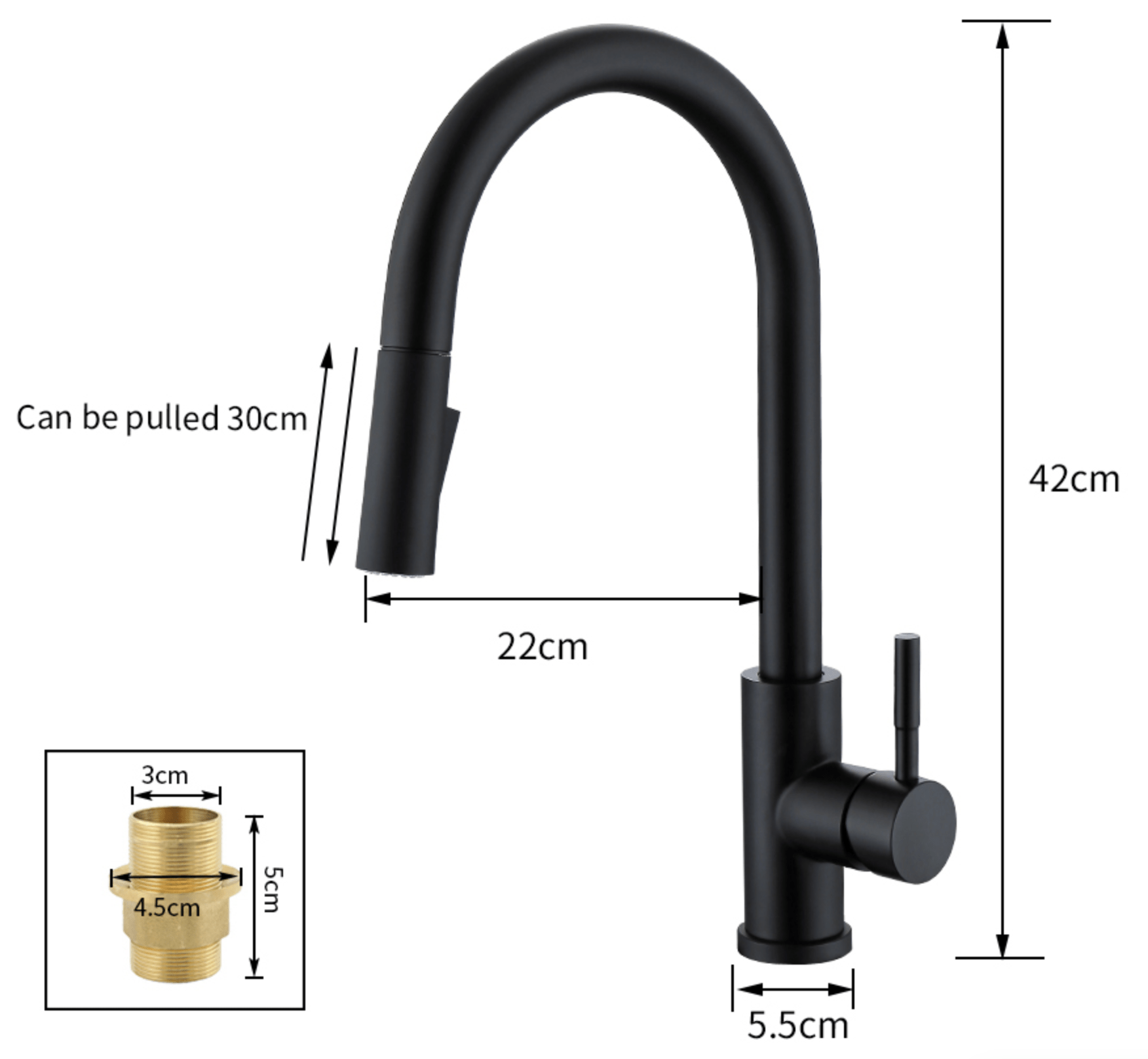 Baterie bucatarie, cu dus extractibil si 2 functii de curgere, cod 1237