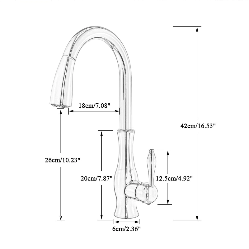 Baterie bucatarie culoare cupru, cu dus extractibil si 2 functii de curgere a apei, cod 1272