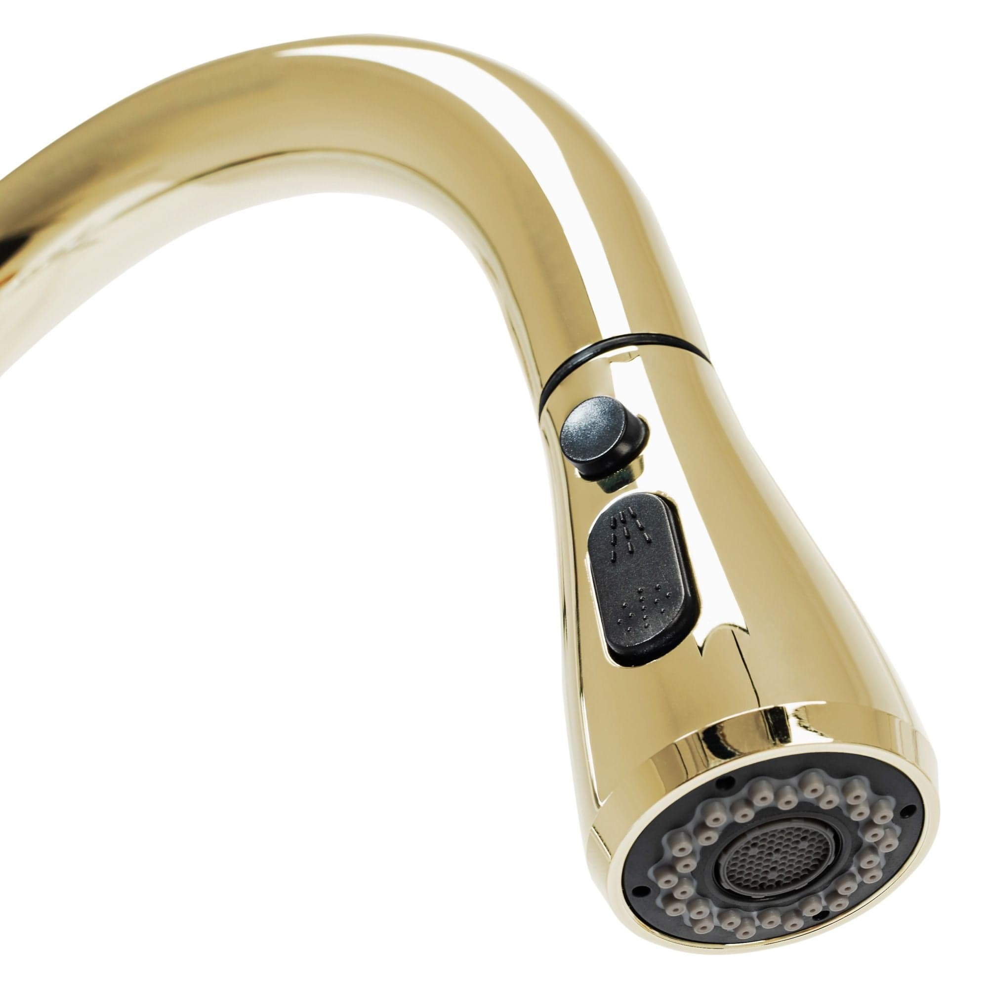 Baterie bucătărie Rea Mild auriu lucios cu duș extractibil și 2 funcții de curgere