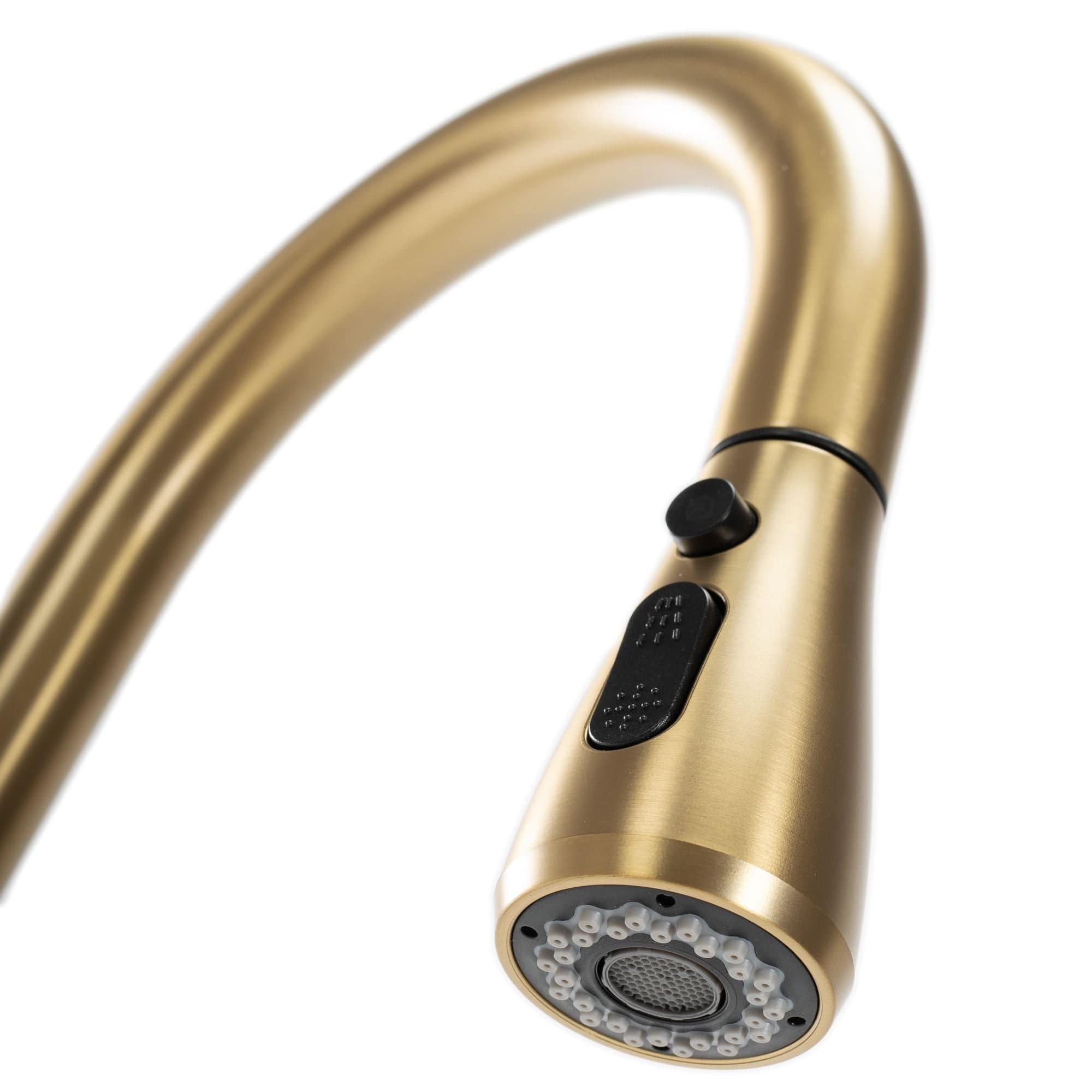 Baterie bucătărie Rea Mild auriu periat cu duș extractibil și 2 funcții de curgere