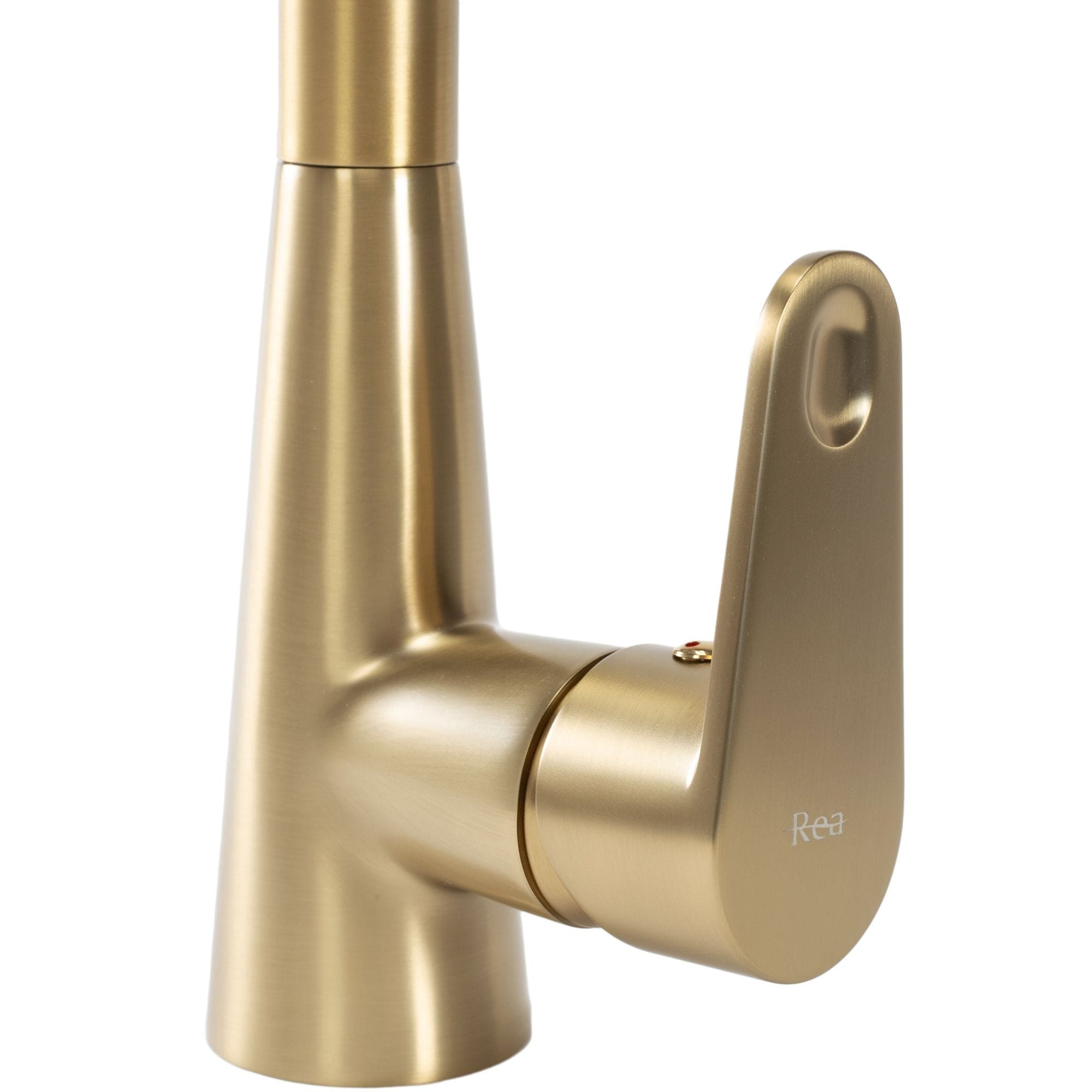 Baterie bucătărie Rea Mild auriu periat cu duș extractibil și 2 funcții de curgere