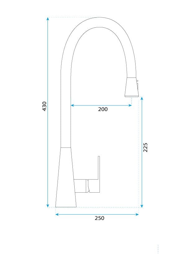 Baterie bucătărie Rea Mild negru mat cu duș extractibil și 2 funcții de curgere